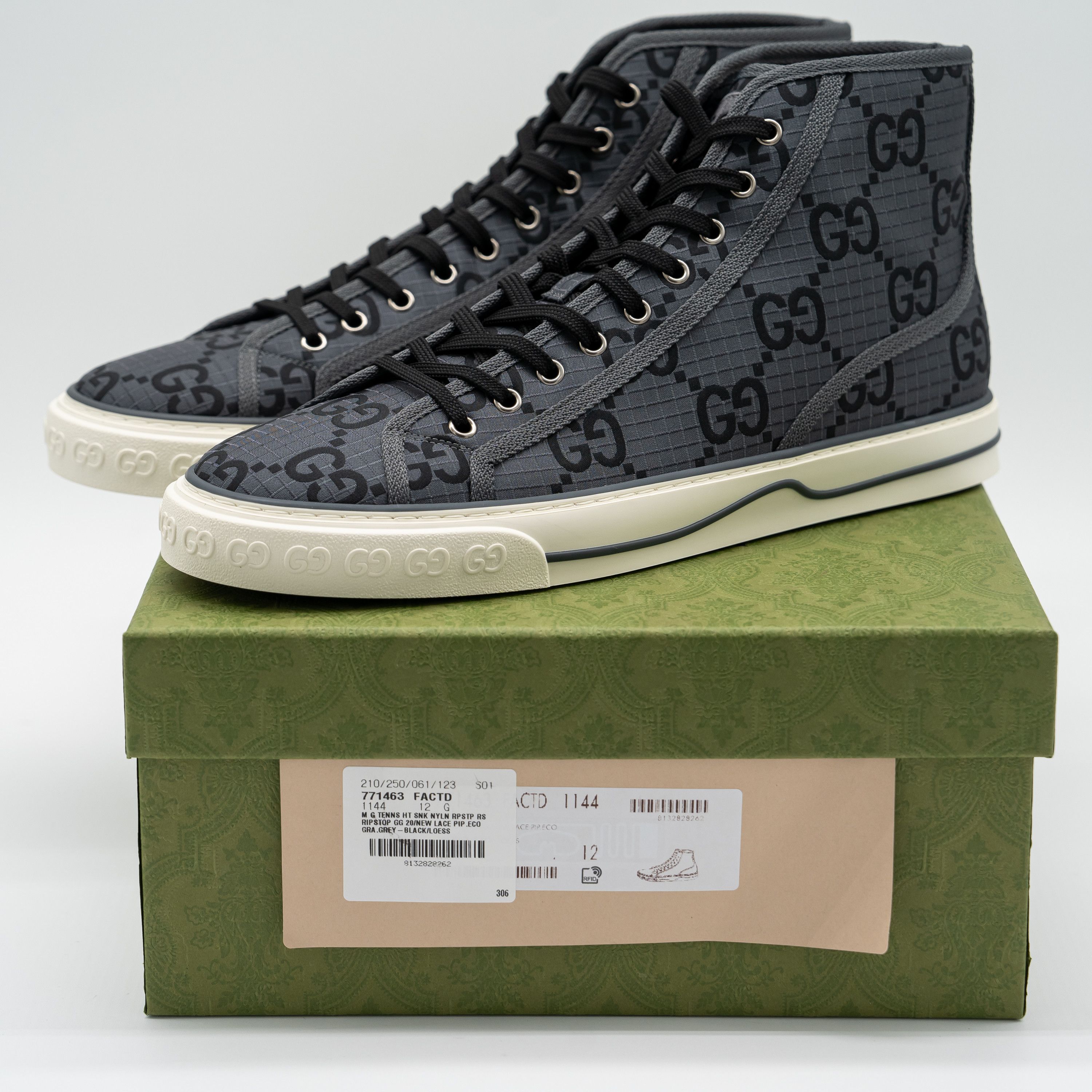 Gucci 12.5 US Gucci Tennis 1977 Black Grey High Sneakers Ripstop Size US 12.5 / EU 45-46 - 11 Thumbnail