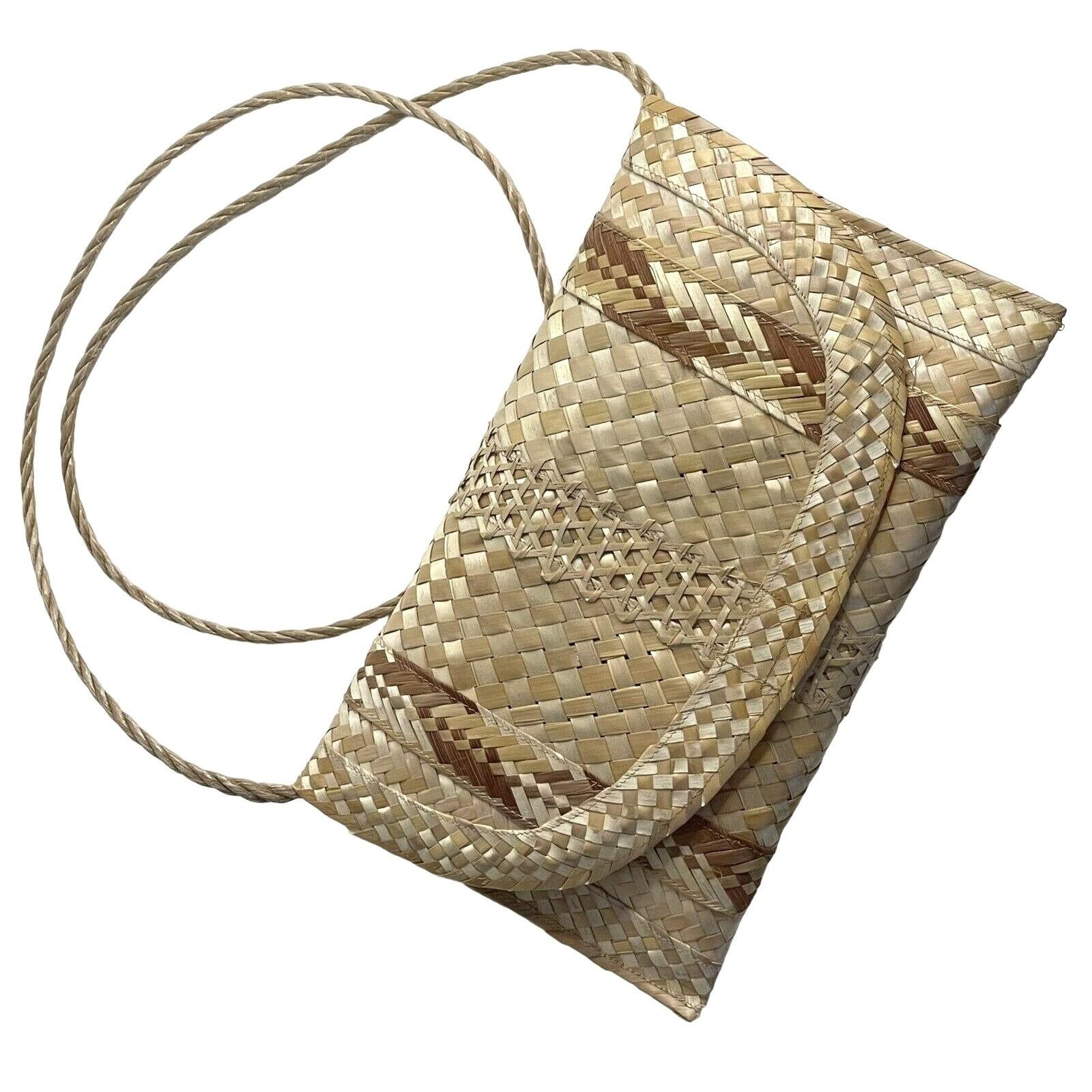 Other Woven Wicker Straw Women's Purse Clutch Shoulder Bag Orange Size ONE SIZE - 1 Thumbnail
