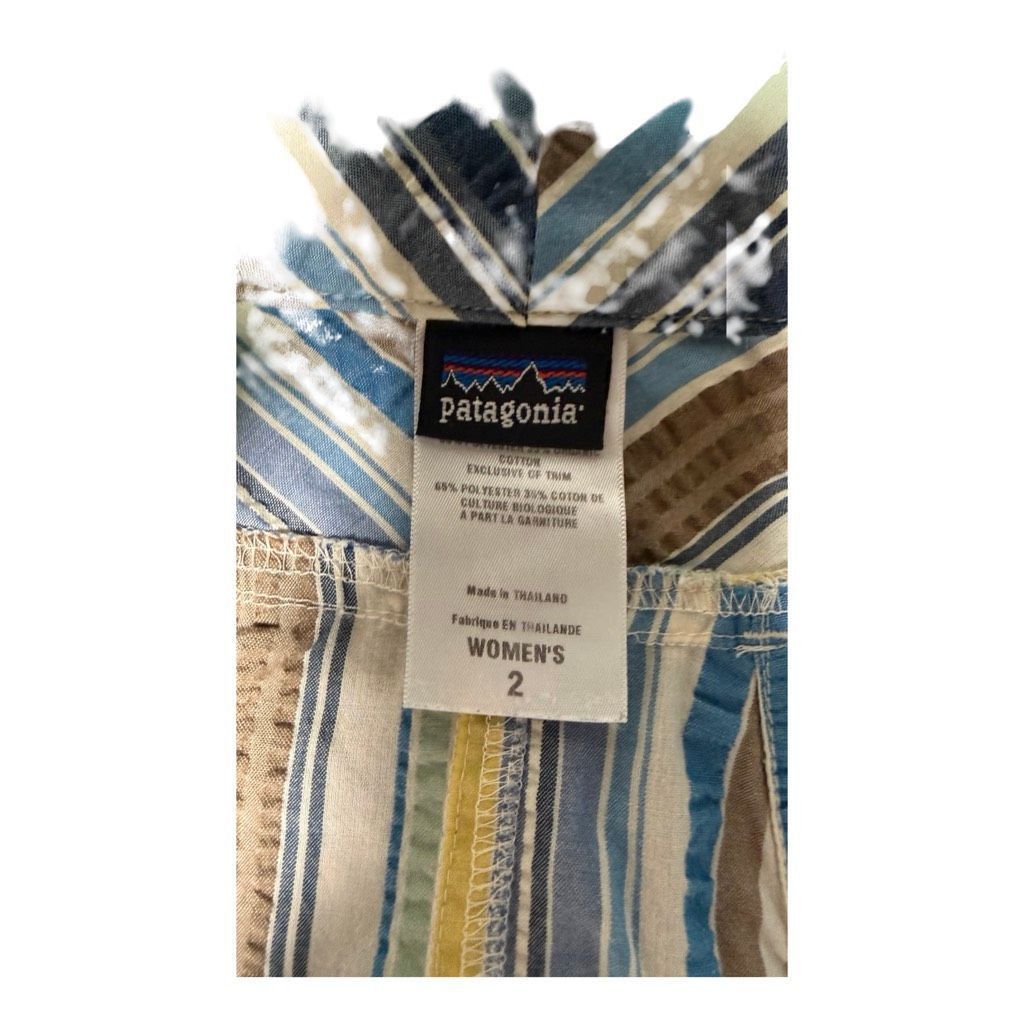 Patagonia Patagonia Women’s Striped Mini Skirt Size 2 Blue Yellow Cotton Casual Size 26" / US 2 / IT 38 - 4 Thumbnail