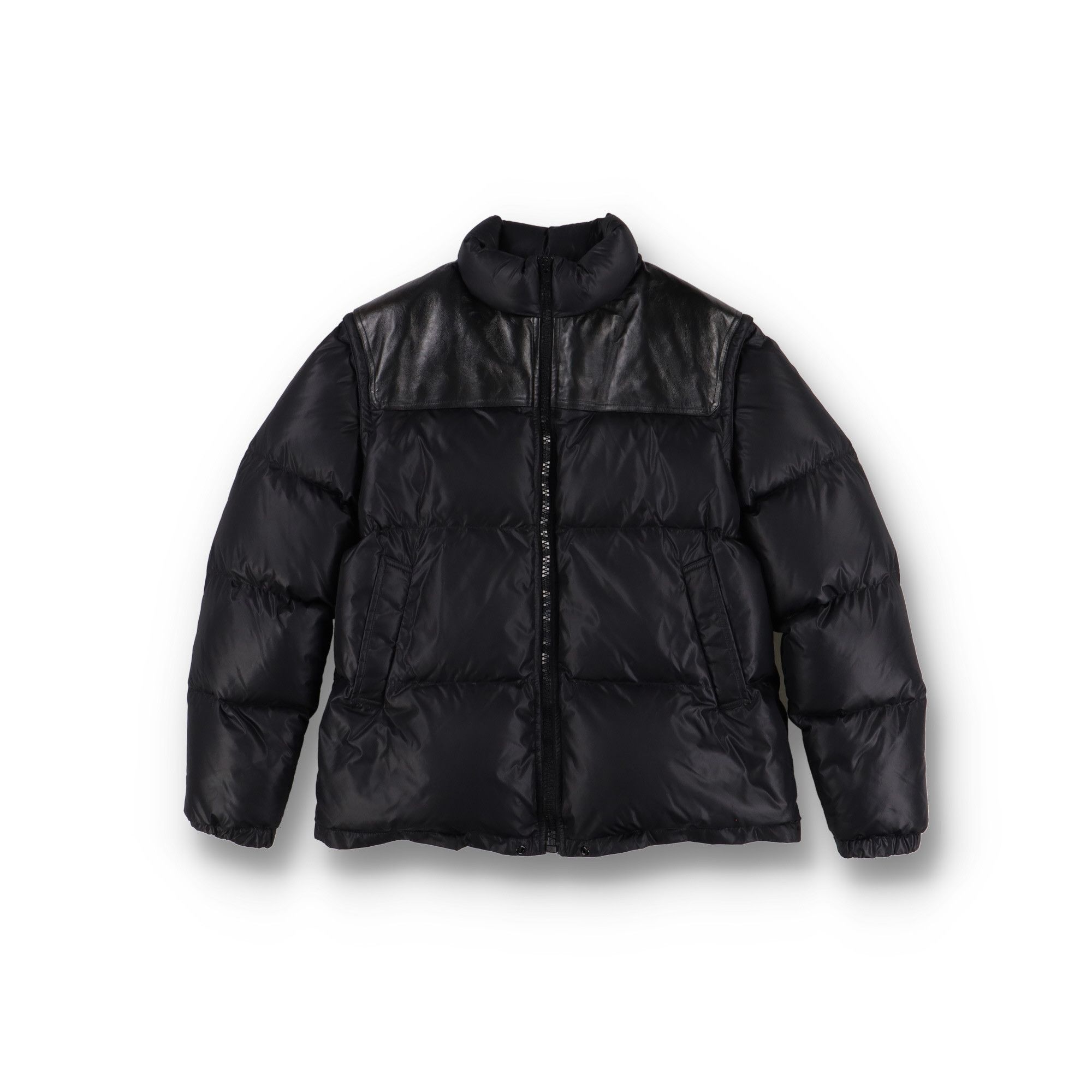 Celine Black Leather Panel Puffer Jacket with Removable Sleeves Size US S / EU 44-46 / 1 - 1 Thumbnail