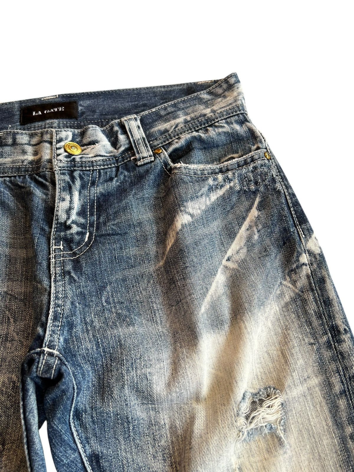 Japanese Brand Vintage La Gate Distressed Flare Low Rise Jean Size US 30 / EU 46 - 8 Thumbnail