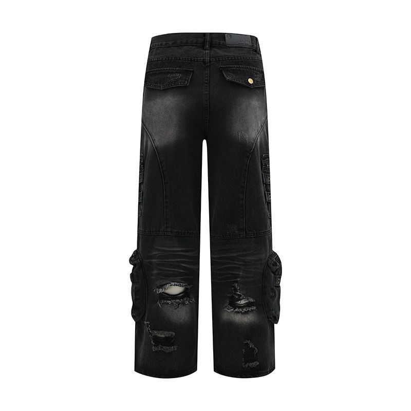 Jean High street style multi-pocket distressed punk loose jeans Size US 34 / EU 50 - 2 Thumbnail