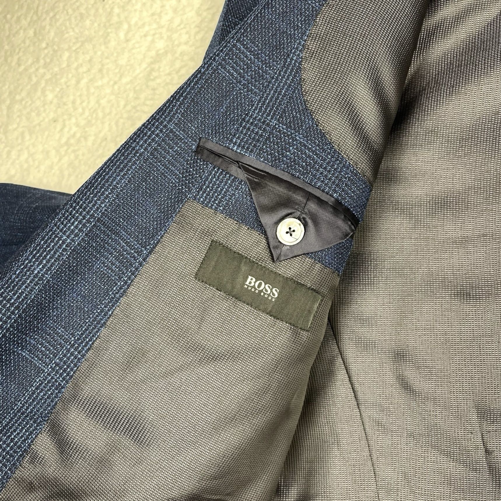 Hugo Boss HUGO BOSS Sport Coat Jacket Coat Linen-Wool 40R Blue Window Pane Slim Two-Button Double-Vented Men Regular Size US S / EU 44-46 / 1 - 3 Thumbnail