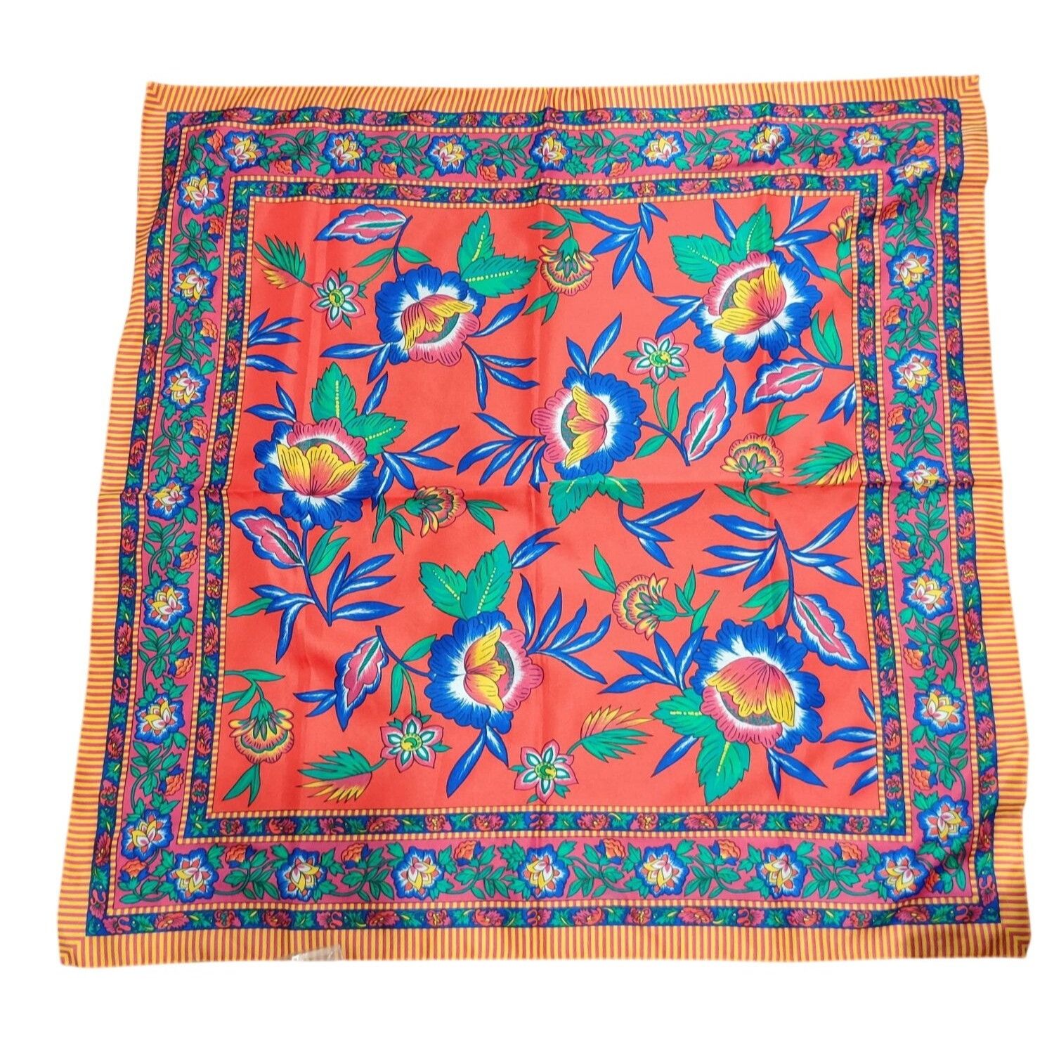 Vintage Berkshire Womens Scarf Red Floral Square Vintage Italian Bor Size ONE SIZE - 1 Thumbnail