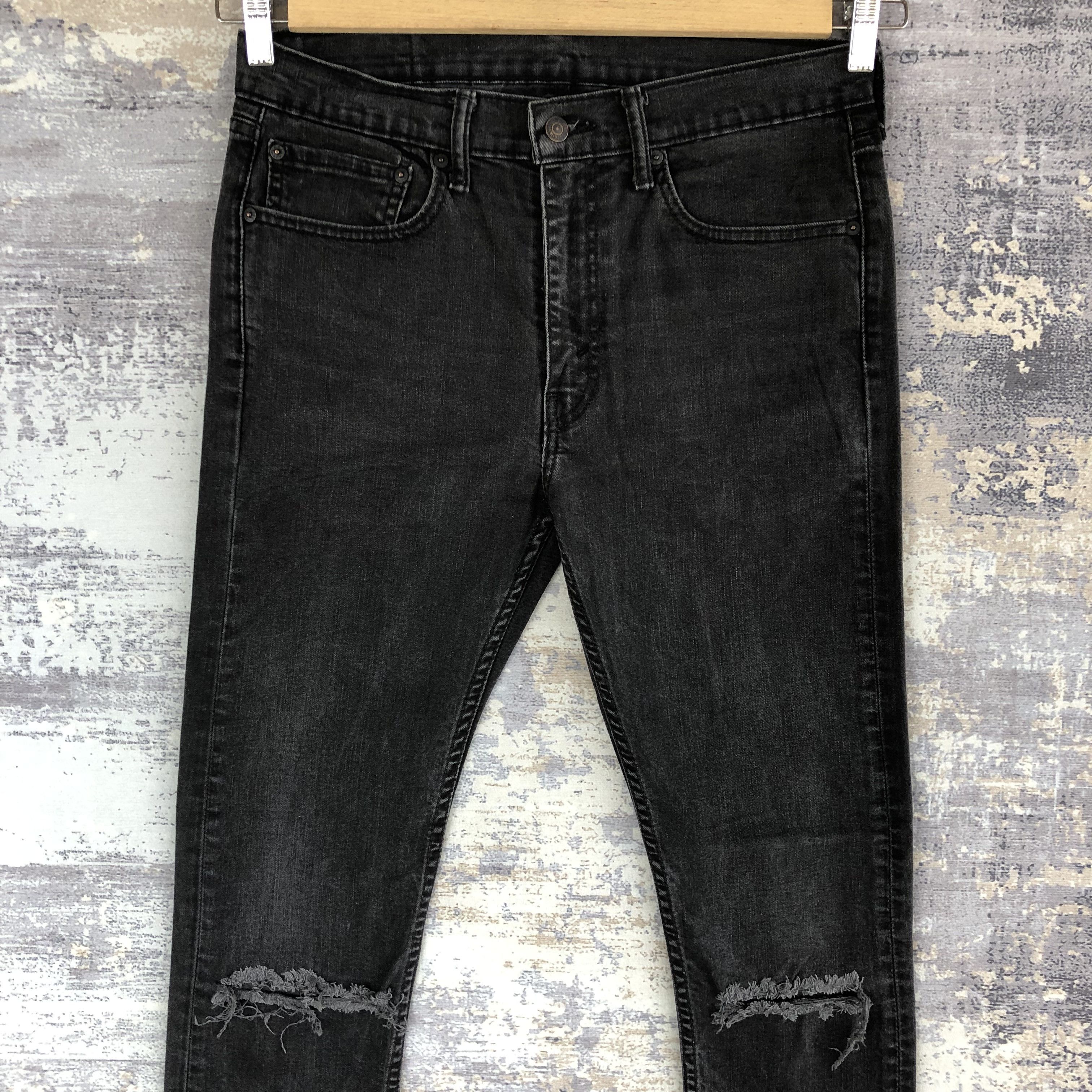 Levi's Y2K Levis Faded Black Jeans Distressed Levi's Skinny Denim Size US 30 / EU 46 - 3 Thumbnail