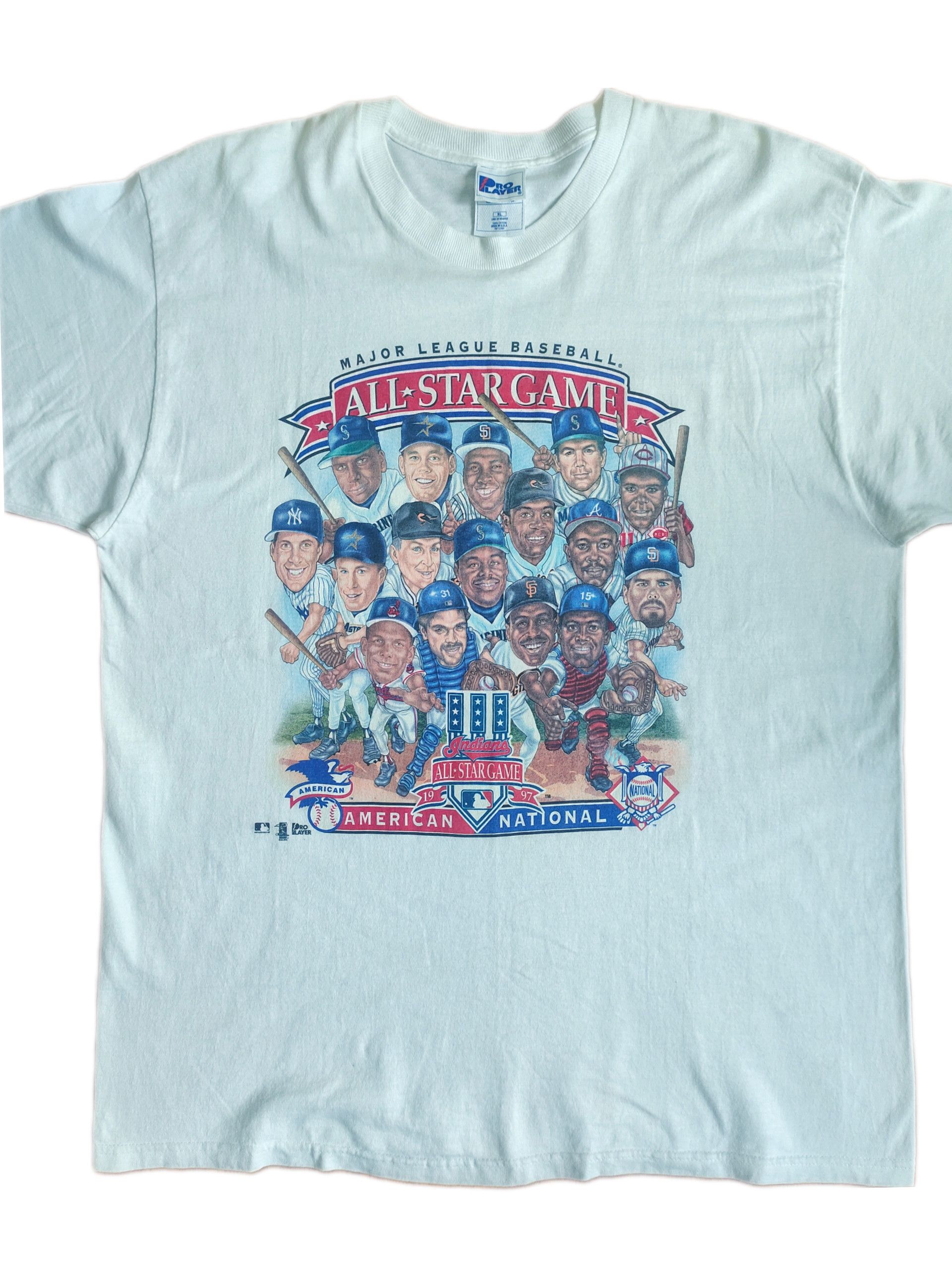 MLB × Vintage Vintage Baseball All-Star Game 1997 Caricature 2side T-Shirt Size US XL / EU 56 / 4 - 4 Thumbnail