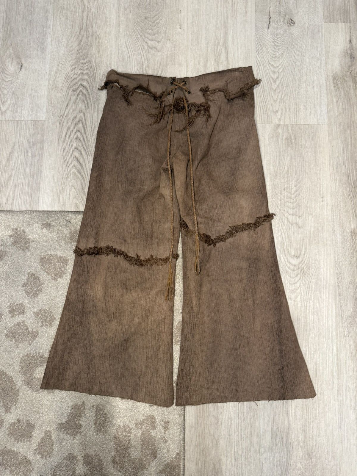 Pre-owned If Six Was Nine Lace Up Baggy Denim!! In Brown