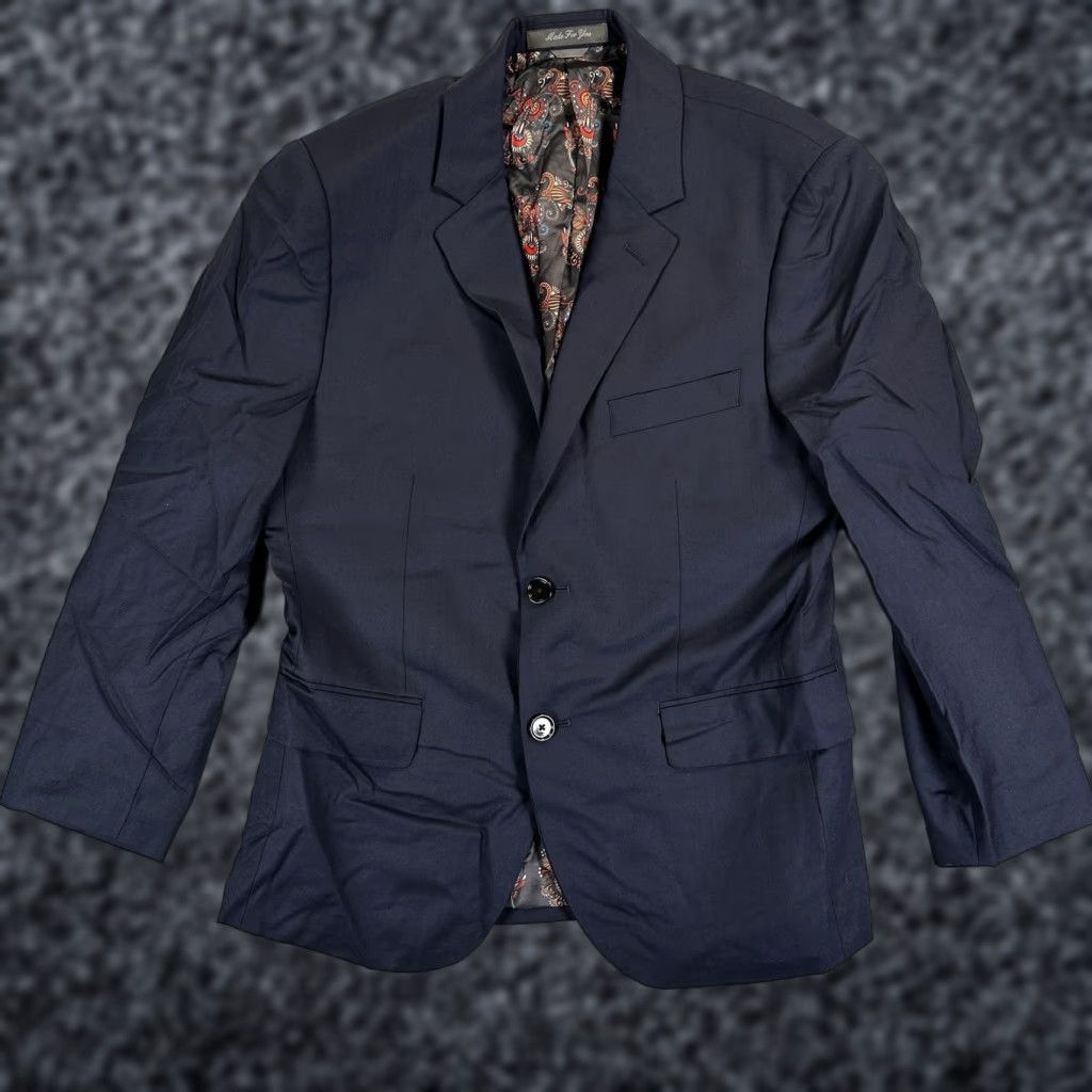 Vintage Indochino Blazer Sport Coat Mens 42 Blue Wool Cashmere Two Button Suit Jacket Size 42R - 1 Thumbnail