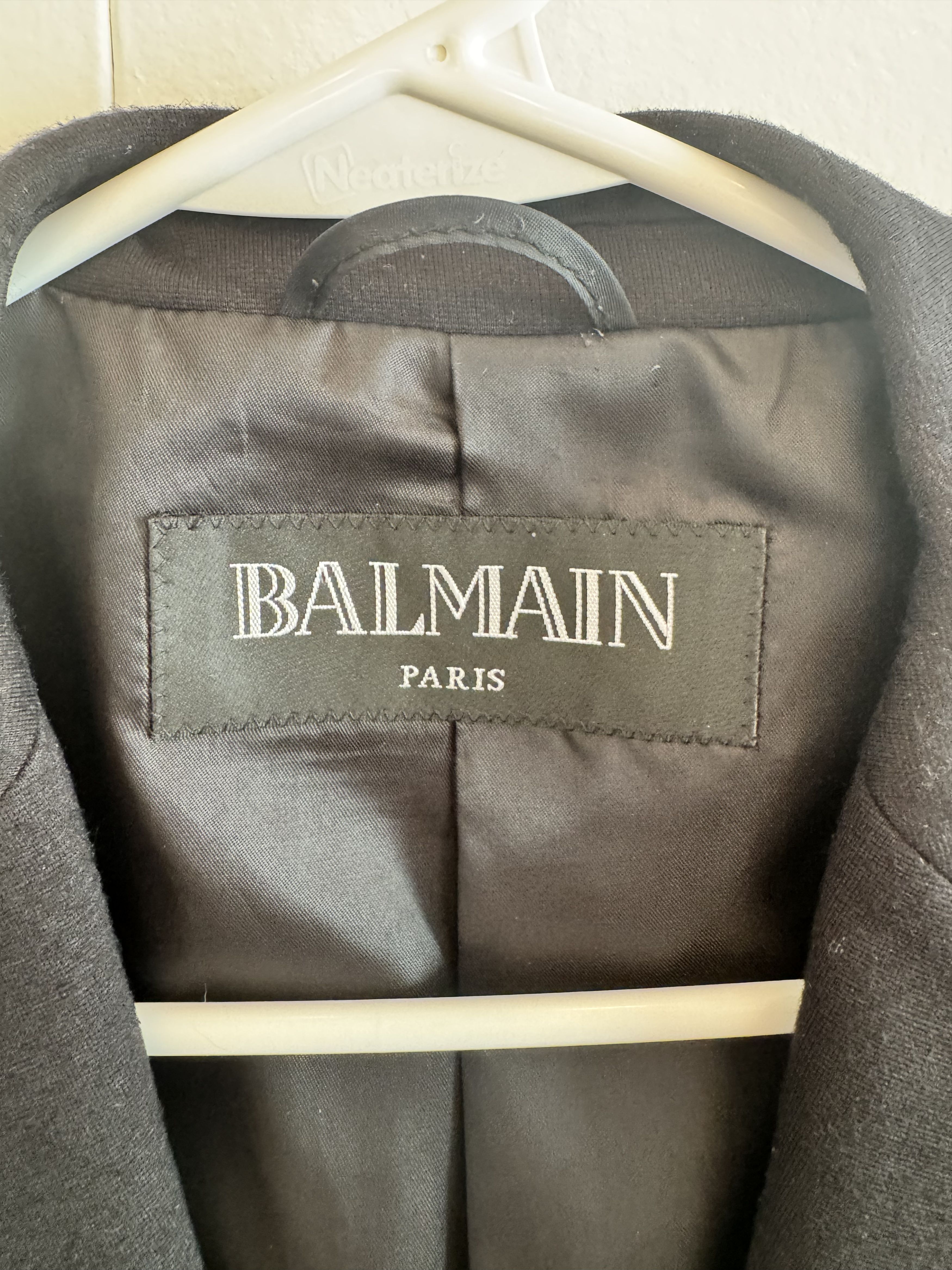 Balmain Balmain Leather Sleeve Rhinestone Logo Blazer Jacket Size US S / EU 44-46 / 1 - 7 Thumbnail