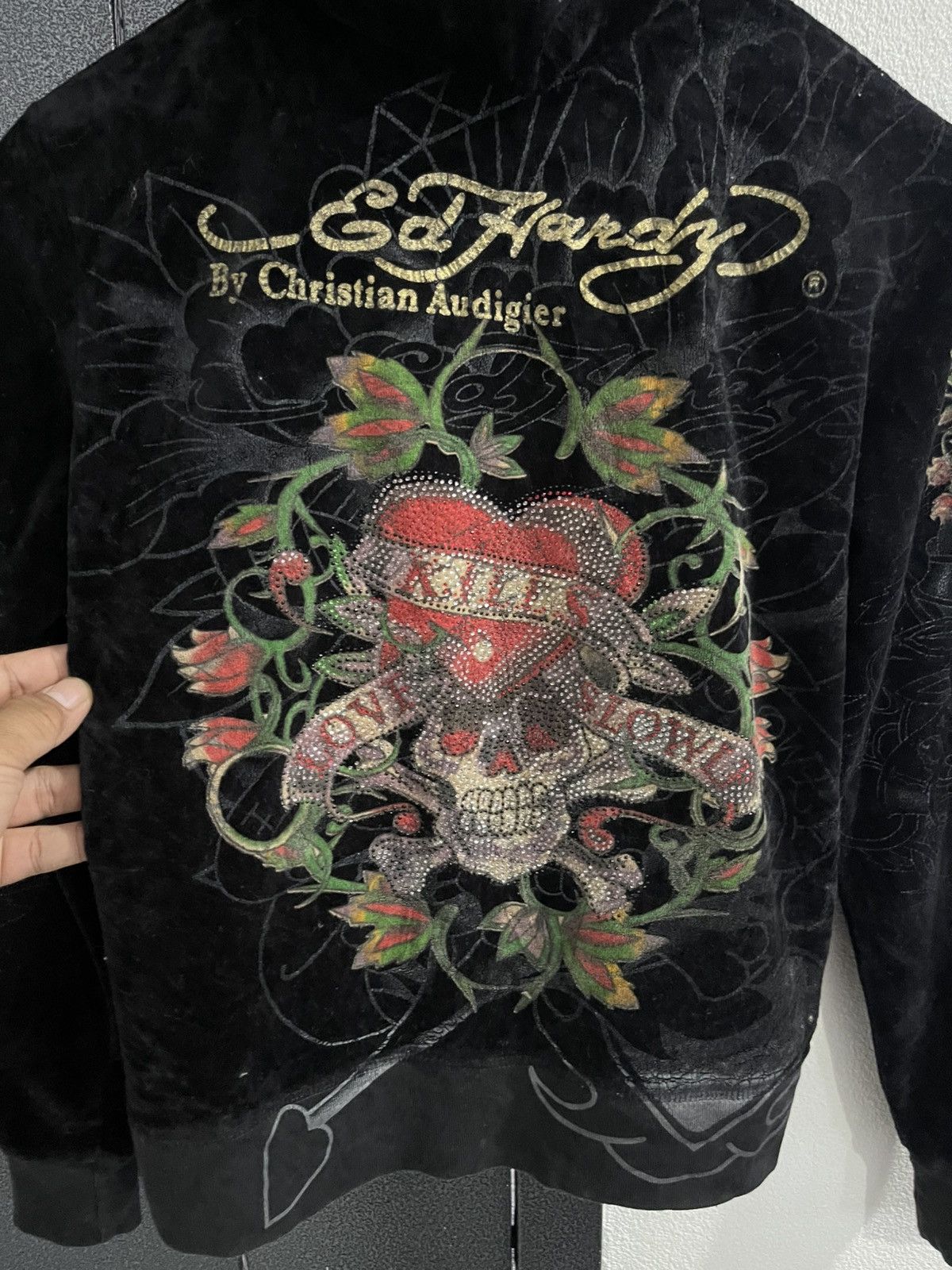 Ed Hardy Ed Hardy by Christian Audigier Velvet Hoodie Size M / US 6-8 / IT 42-44 - 11 Thumbnail