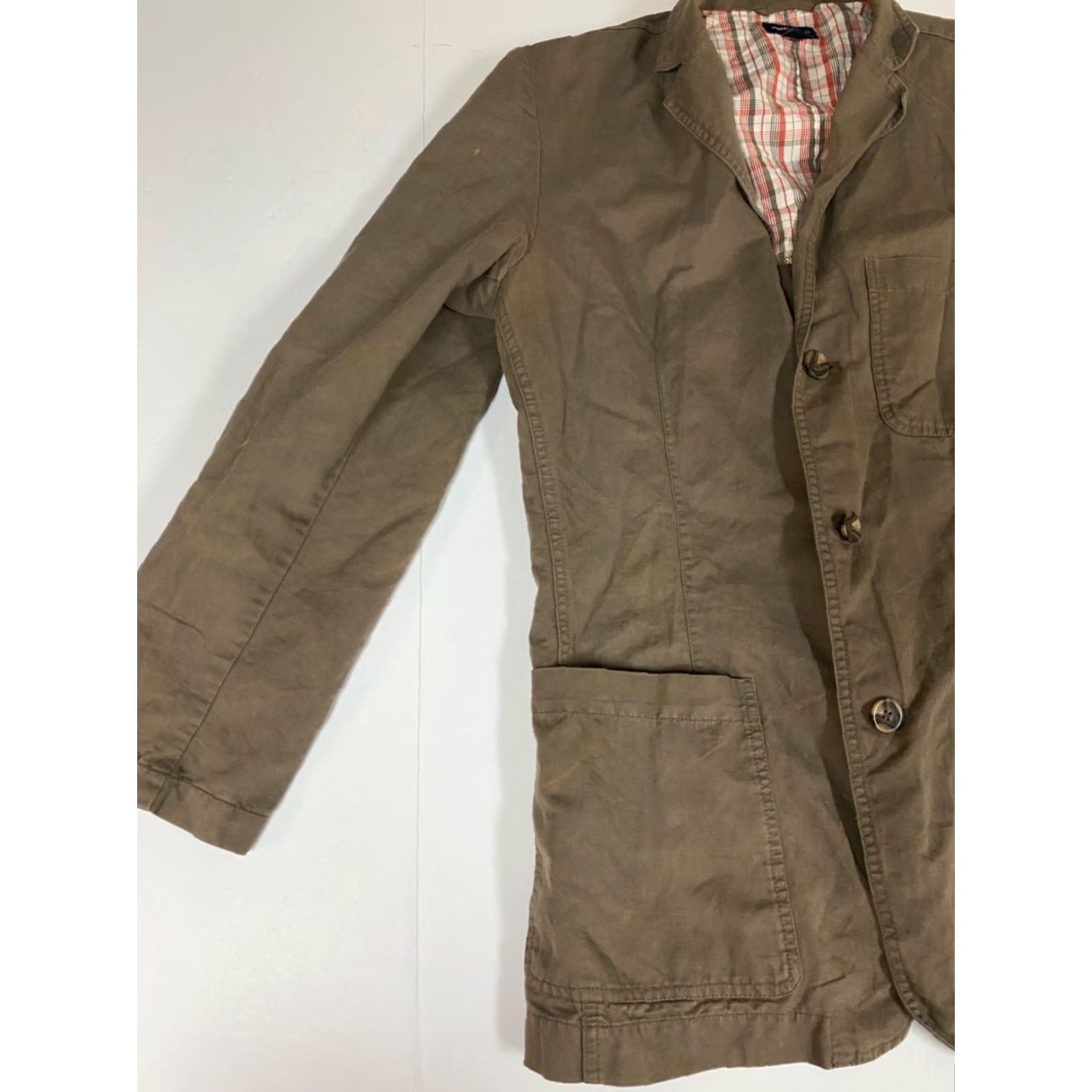 H&M H&M Jacket Coat Women M Brown Solid Knit Cotton Blend Button Collared Formal Vintage No Size M / US 6-8 / IT 42-44 - 2 Thumbnail