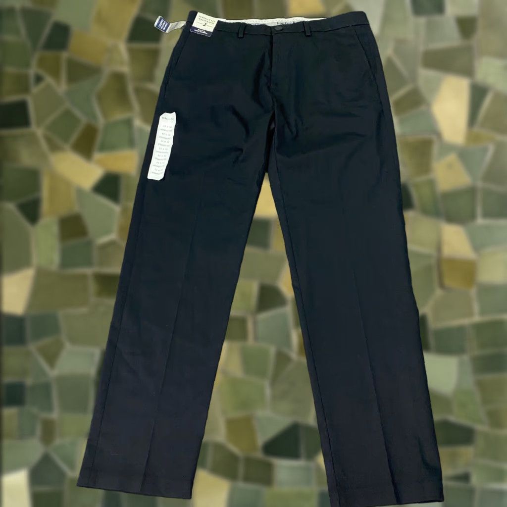Haggar Haggar Iron Free Premium Khaki Pants Mens 33x32 Black Stretch Twill Straight NWT Size US 33 - 1 Thumbnail