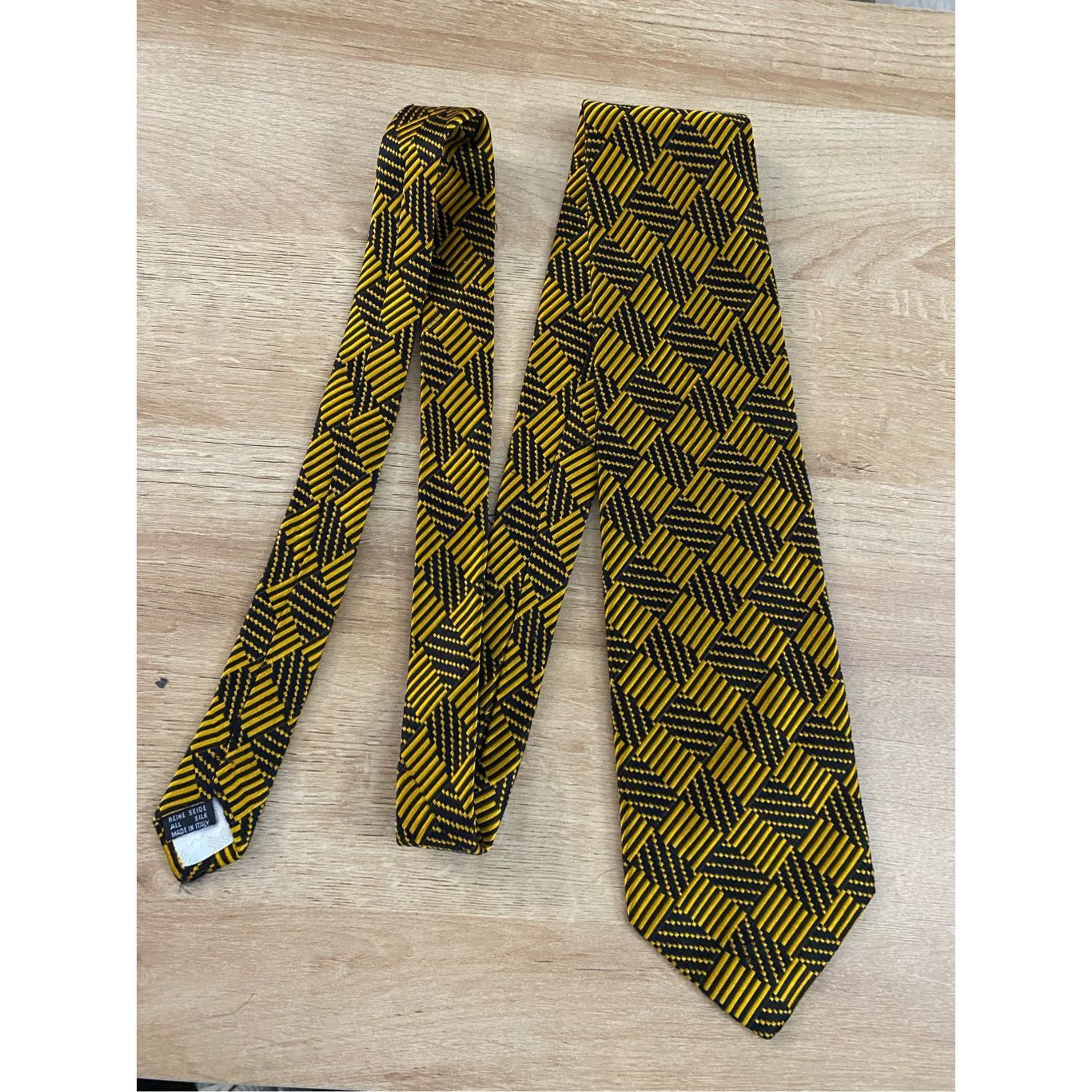 Valextra Renato Balestra Italian Gold and Black Geometric Neck Tie Size ONE SIZE - 5 Thumbnail