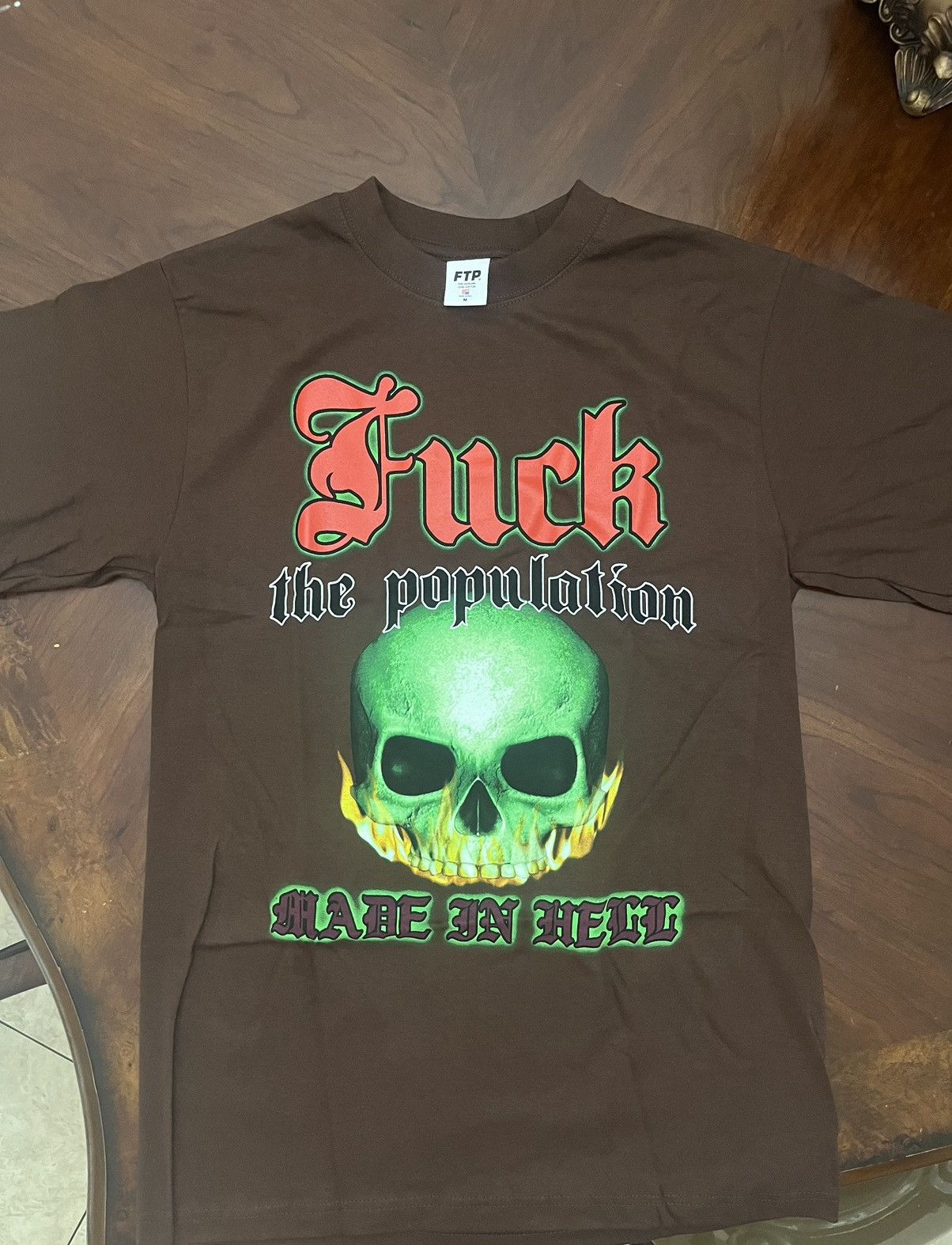 Fuck The Population FTP FLAMING SKULL TEE Size US M / EU 48-50 / 2 - 1 Thumbnail