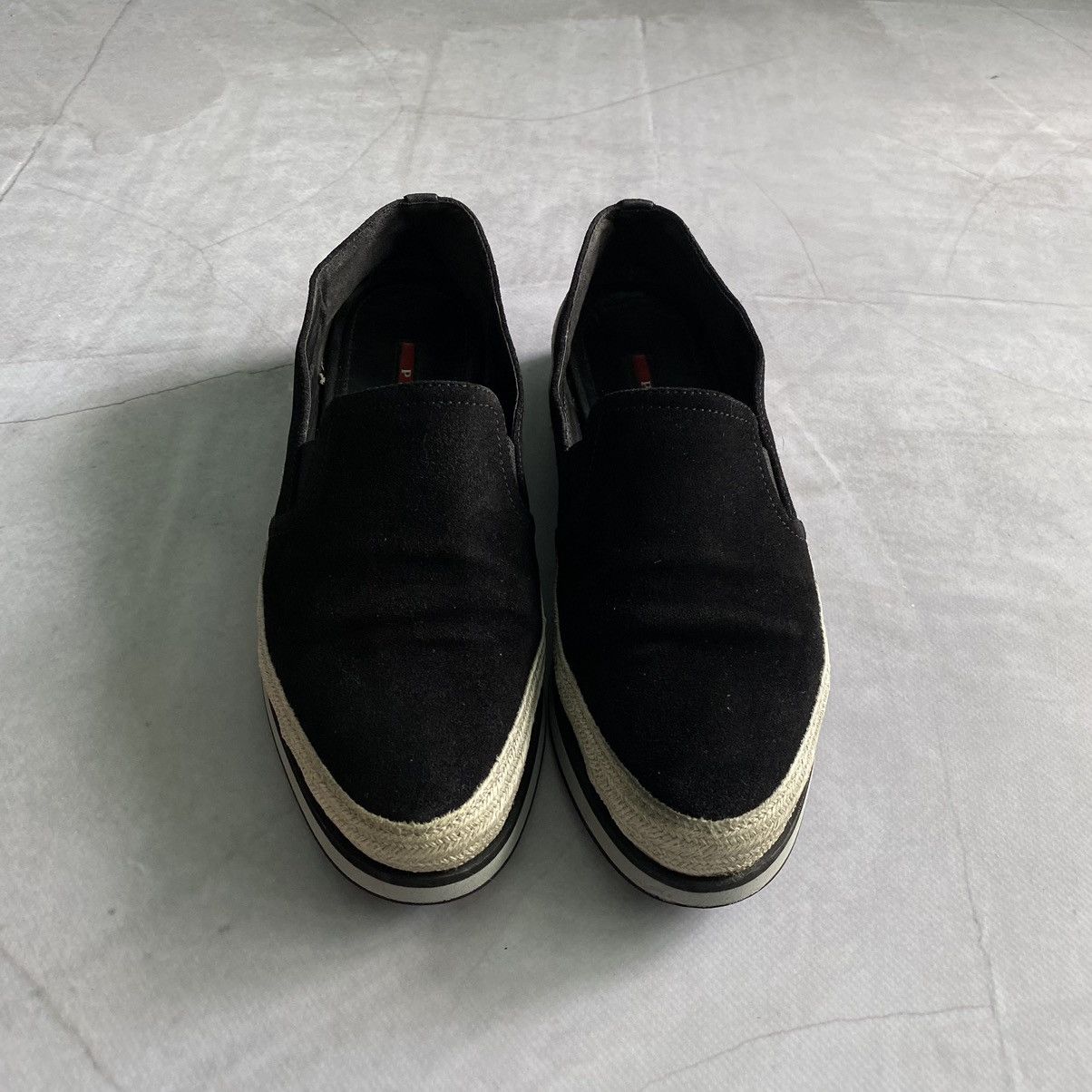 Designer × Prada Prada Slip-On Boat Sneakers Suede Black Luxury Shoes Size US 5.5 / EU 38 - 3 Thumbnail