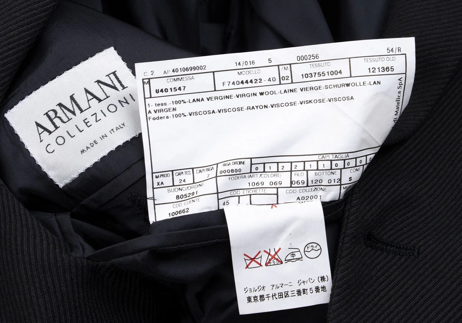 Armani Collezioni Wool Jacket with Diagonal Stripe in Charcoal, Size 54 Size US XXS / EU 40 - 15 Thumbnail