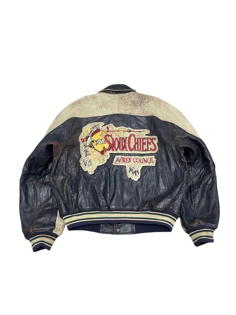 Avirex × Palace leather varsity jacket | Grailed