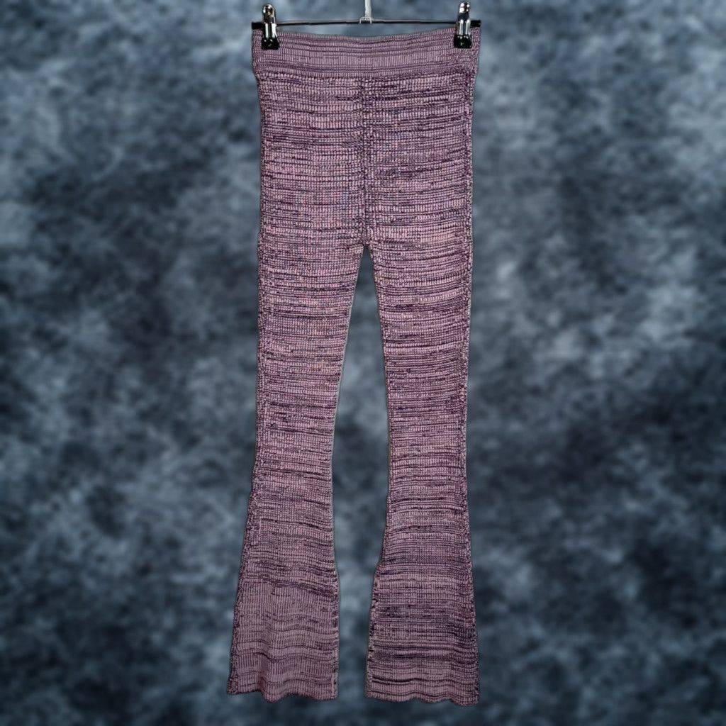 Vintage VINTAGE Le Ore Womens XXS Purple Knit Flared Leggings Pants Size 24" / US 00 / IT 34 - 1 Thumbnail