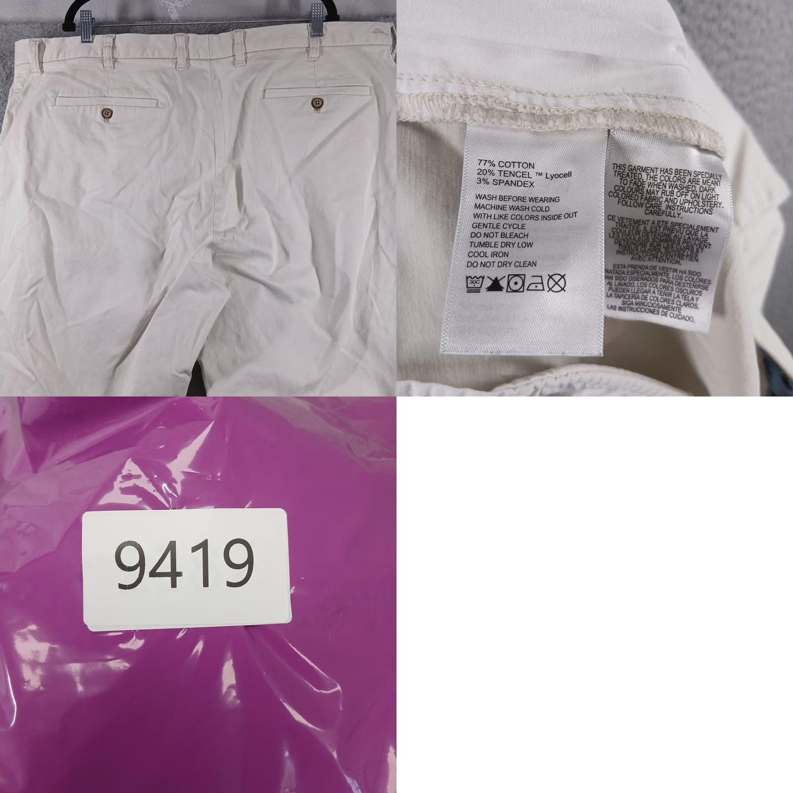Tommy Bahama Tommy Bahama Boracay Chino Pants Cotton Blend Stretch 46x30 Khaki Stone Casual, Travel Mens Big & Tall 46 Ivory Solid 90s Era Not Applicable Size US 30 / EU 46 - 8 Thumbnail