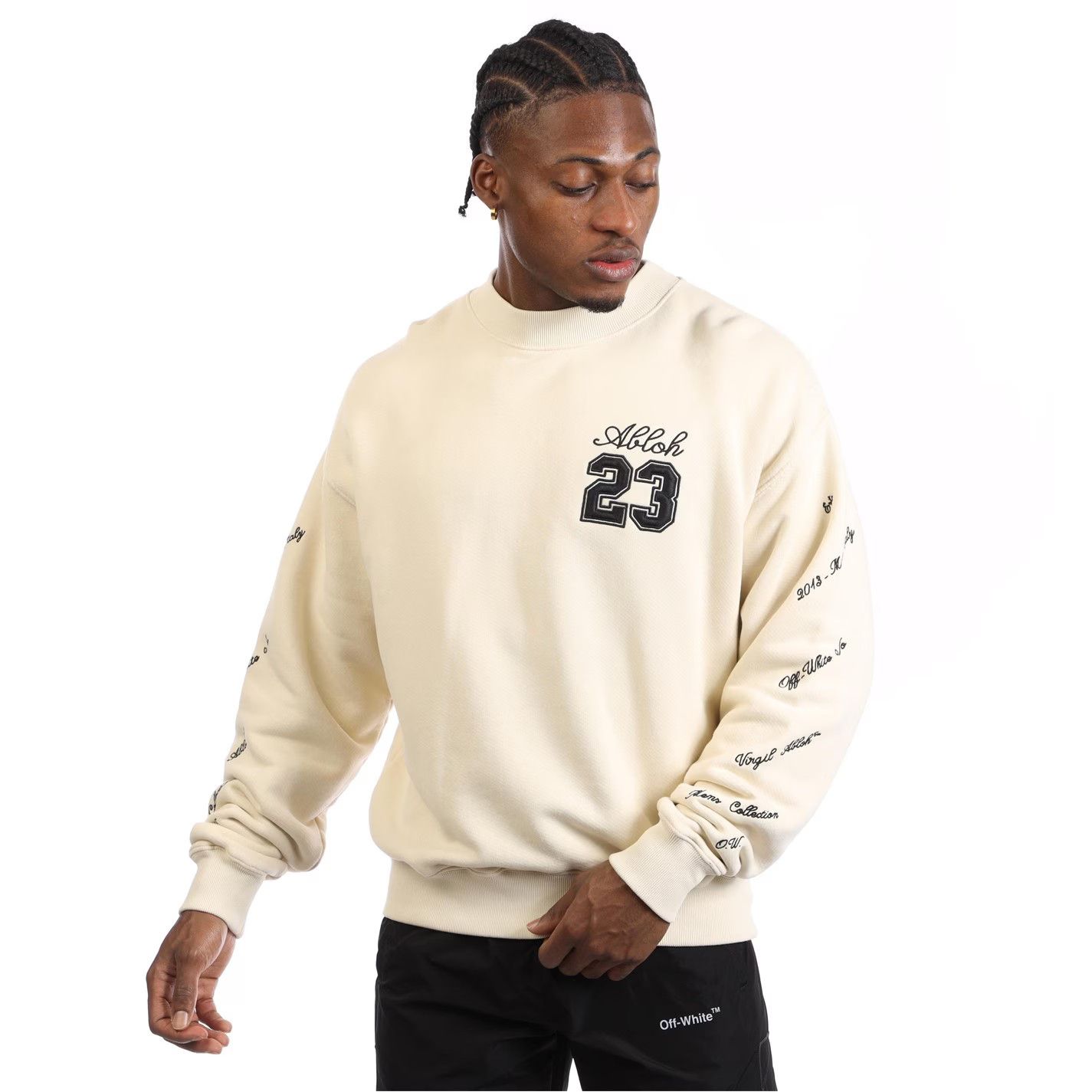 Off-White o1g2r1mq0226 23 Logo Skate Crewneck Sweatshirt In Cream Size US XS / EU 42 / 0 - 1 Thumbnail