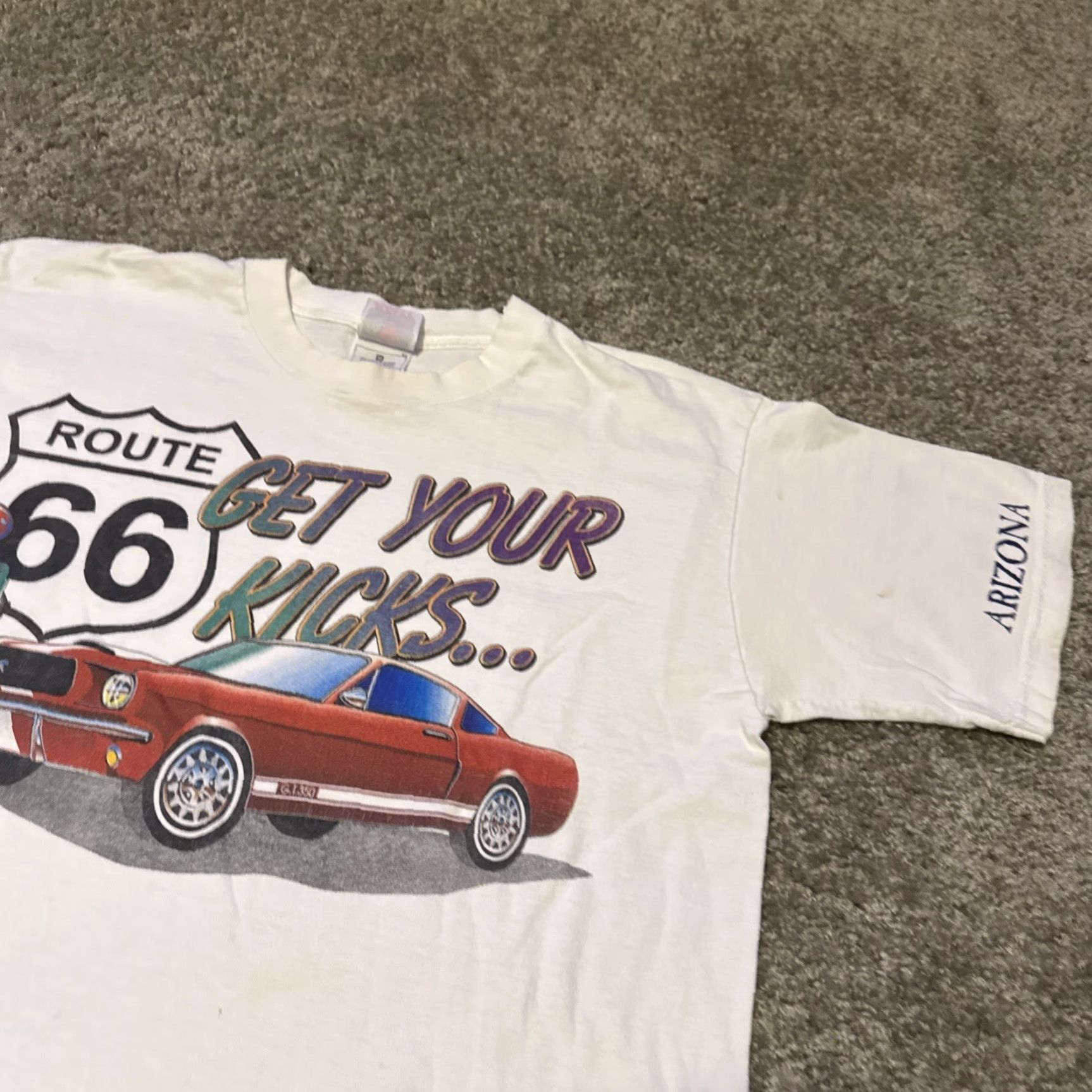 Fruit Of The Loom VINTAGE Route 66 Arizona Mustang GT White T-Shirt M Mens 90s Fruit of the Loom Size US M / EU 48-50 / 2 - 4 Thumbnail
