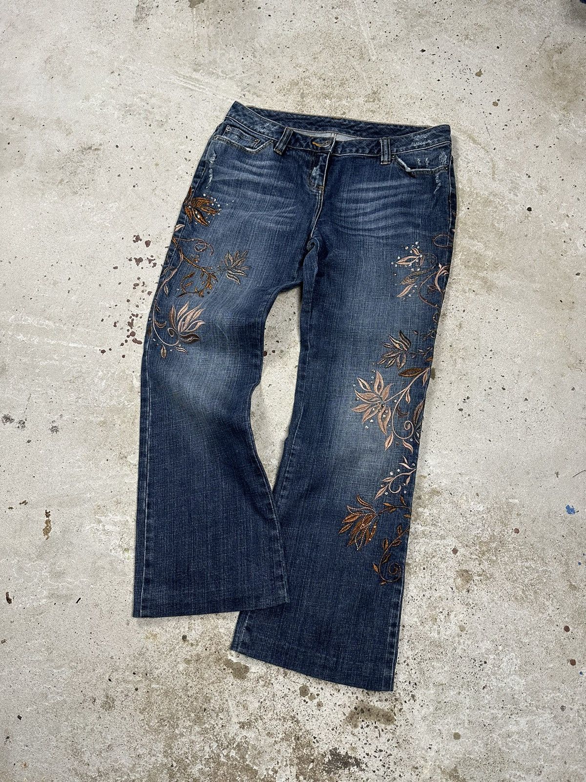 If Six Was Nine Vintage Y2K Flare Bootcut Rhinestones Denim Pants Jeans Size US 30 / EU 46 - 16 Thumbnail