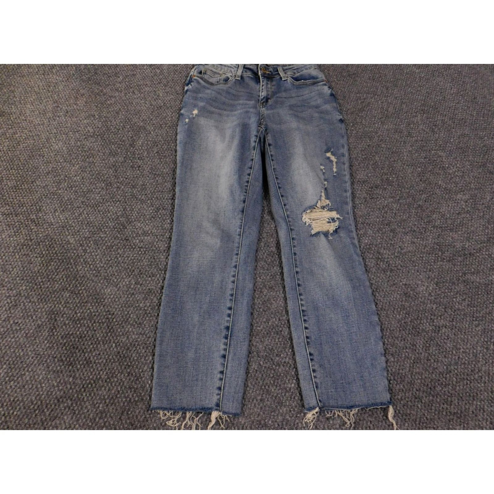 Vintage Judy Blue Jeans Womens 3/26 Blue Distressed Straight Leg Frayed Hem JB88605 Size 26" / US 2 / IT 38 - 2 Thumbnail