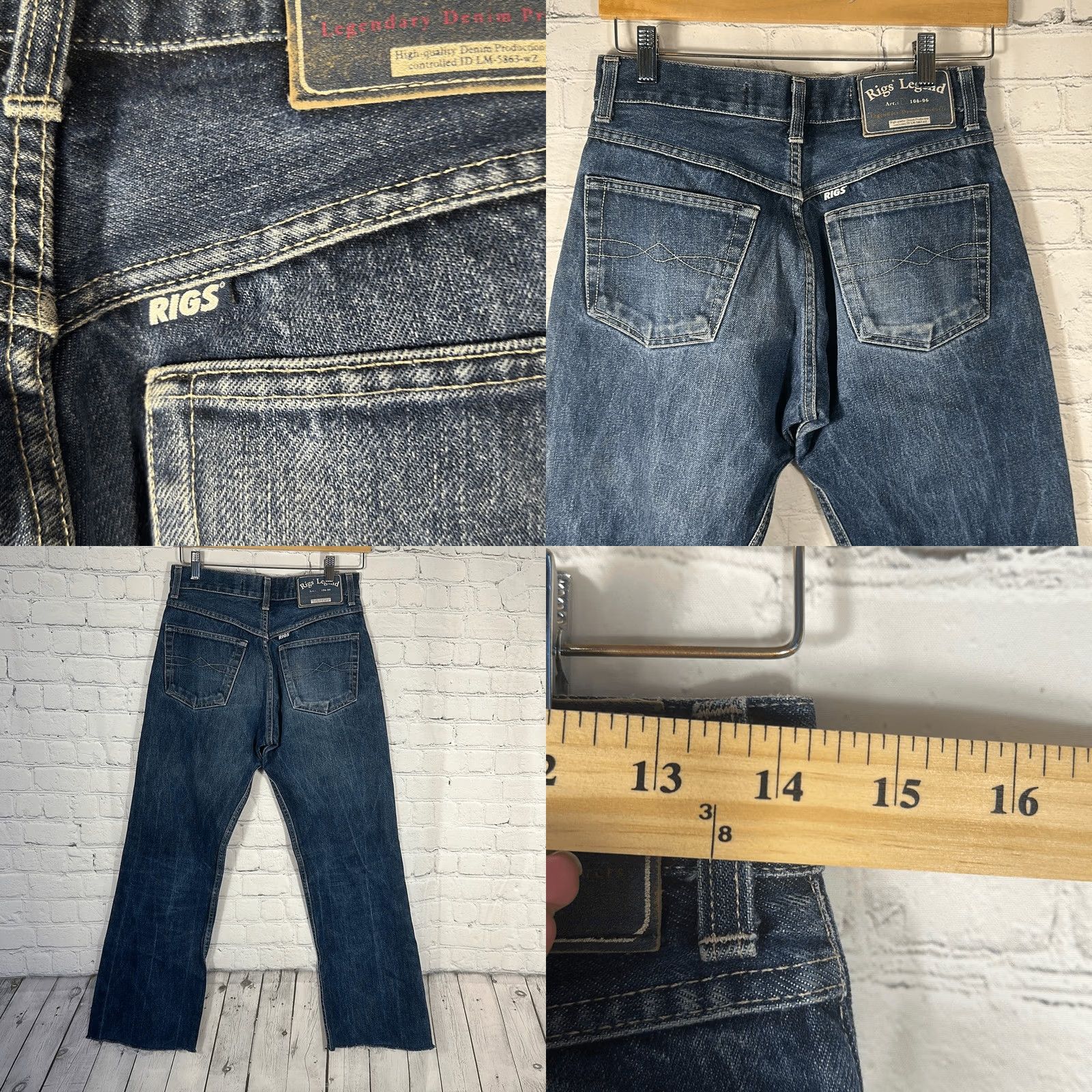 Rigs Legend Jeans Men 31 Blue Jeans Wide Leg Distressed Button Fly