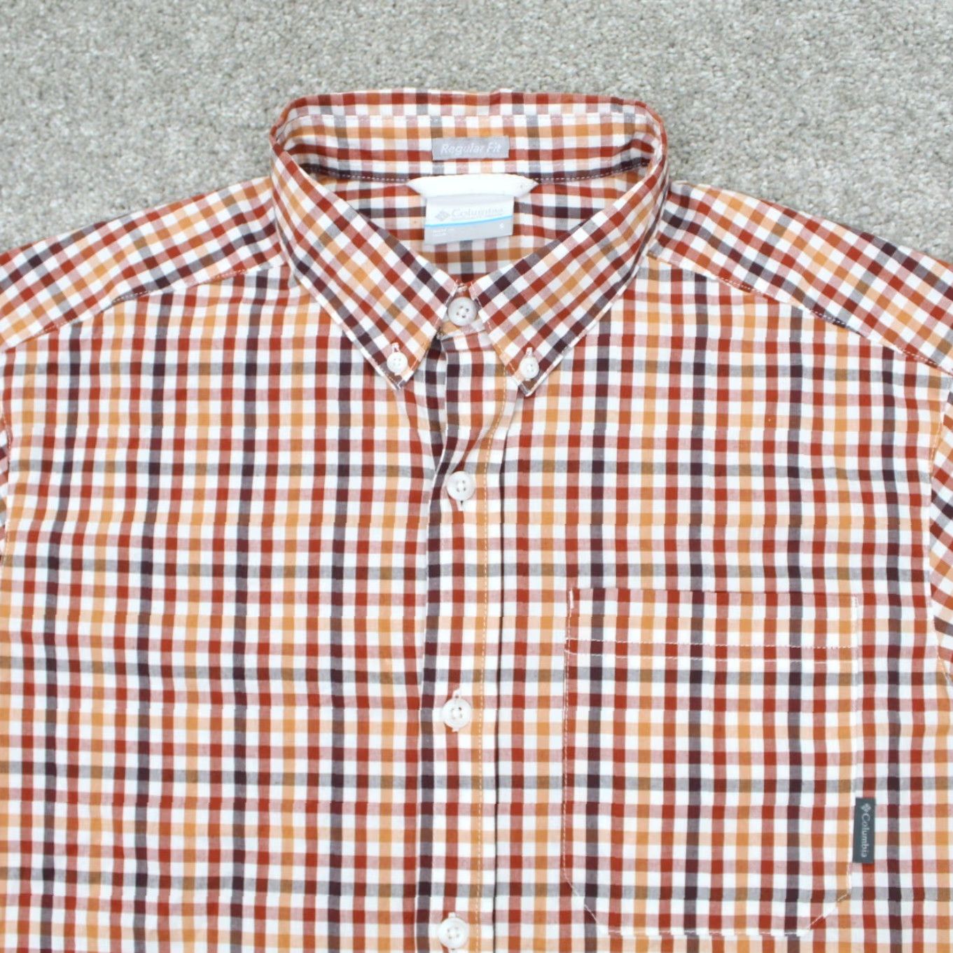Vintage Columbia Rapid Rivers II Shirt Mens Small Red/Orange/White Cotton Stretch S/S Size US S / EU 44-46 / 1 - 7 Thumbnail
