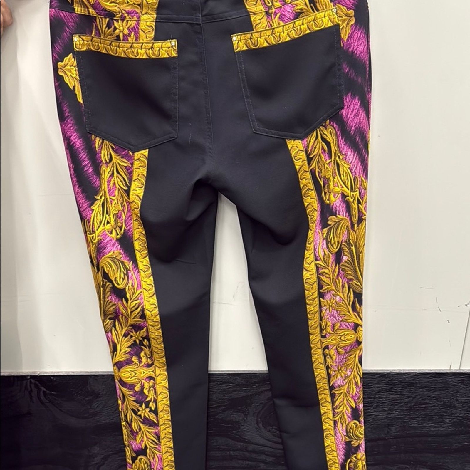 Other NWT EAN 13 Black Pants with Gold and Pink Baroque Design M Size 28" / US 6 / IT 42 - 15 Thumbnail