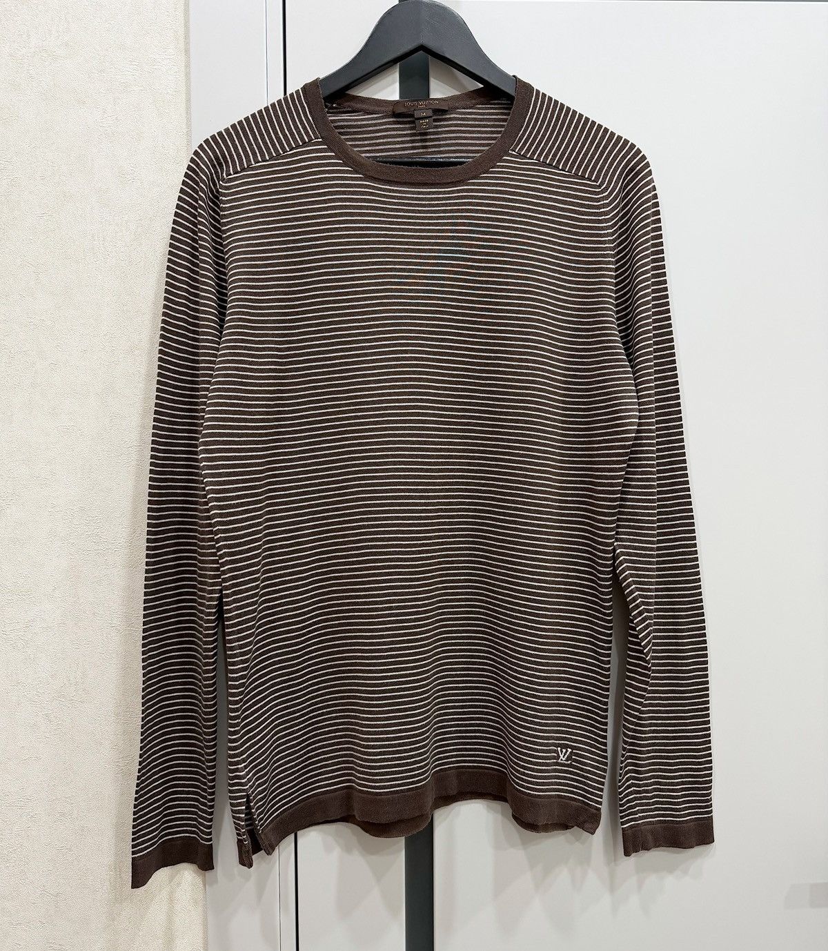 Louis Vuitton LOUIS VUITTON 2007 Striped LV Logo Cotton Sweater Jacobs Size US M / EU 48-50 / 2 - 1 Thumbnail