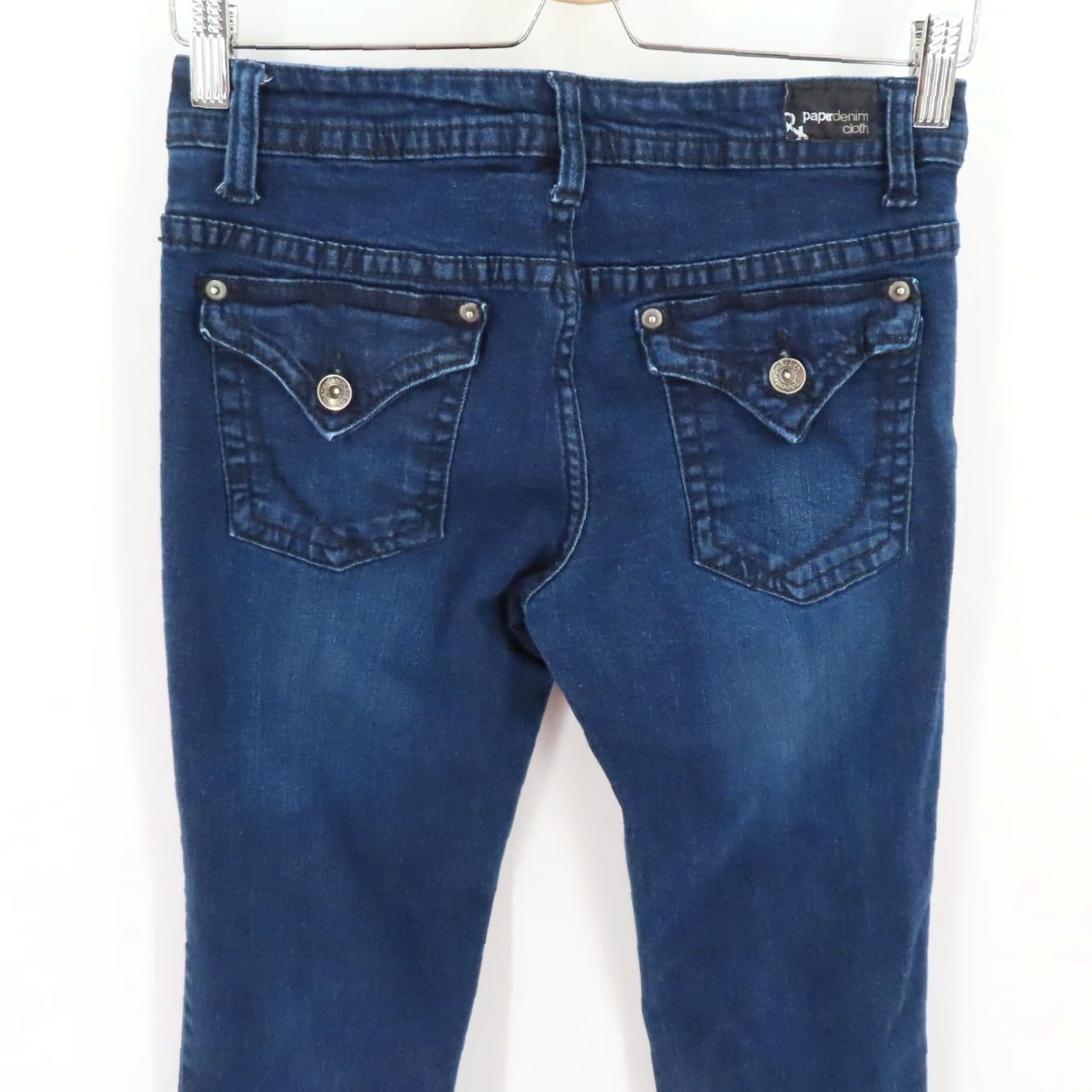 Denime VINTAGE Paper Denim & Cloth Jeans Womens 4/27 Dark Blue Button Flap Pocket Flare Denim Jeans Size 27" / US 4 / IT 40 - 5 Thumbnail