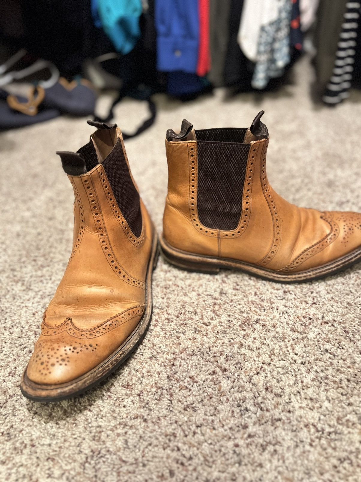 Loake Loake 1880 Thirsk Chelsea Boots UK Made – Tan Brogue – Rare Size US 10 / EU 43 - 4 Thumbnail