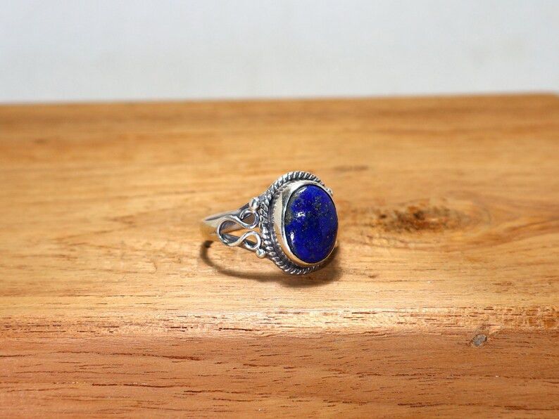 Handmade Lapis lazuli Ring, Sterling Silver Handmade Designer Jewelry Size ONE SIZE - 3 Thumbnail