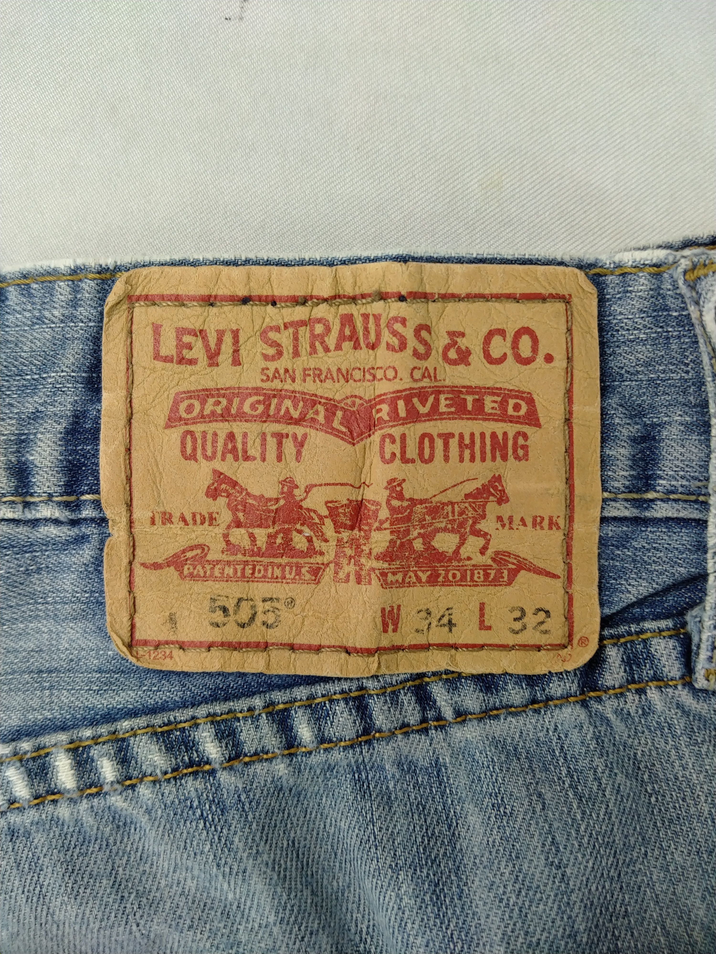 Japanese Brand Vintage Levi's 505 Straight Ripped Denim 35x30.5 JN165 Size US 35 - 12 Thumbnail
