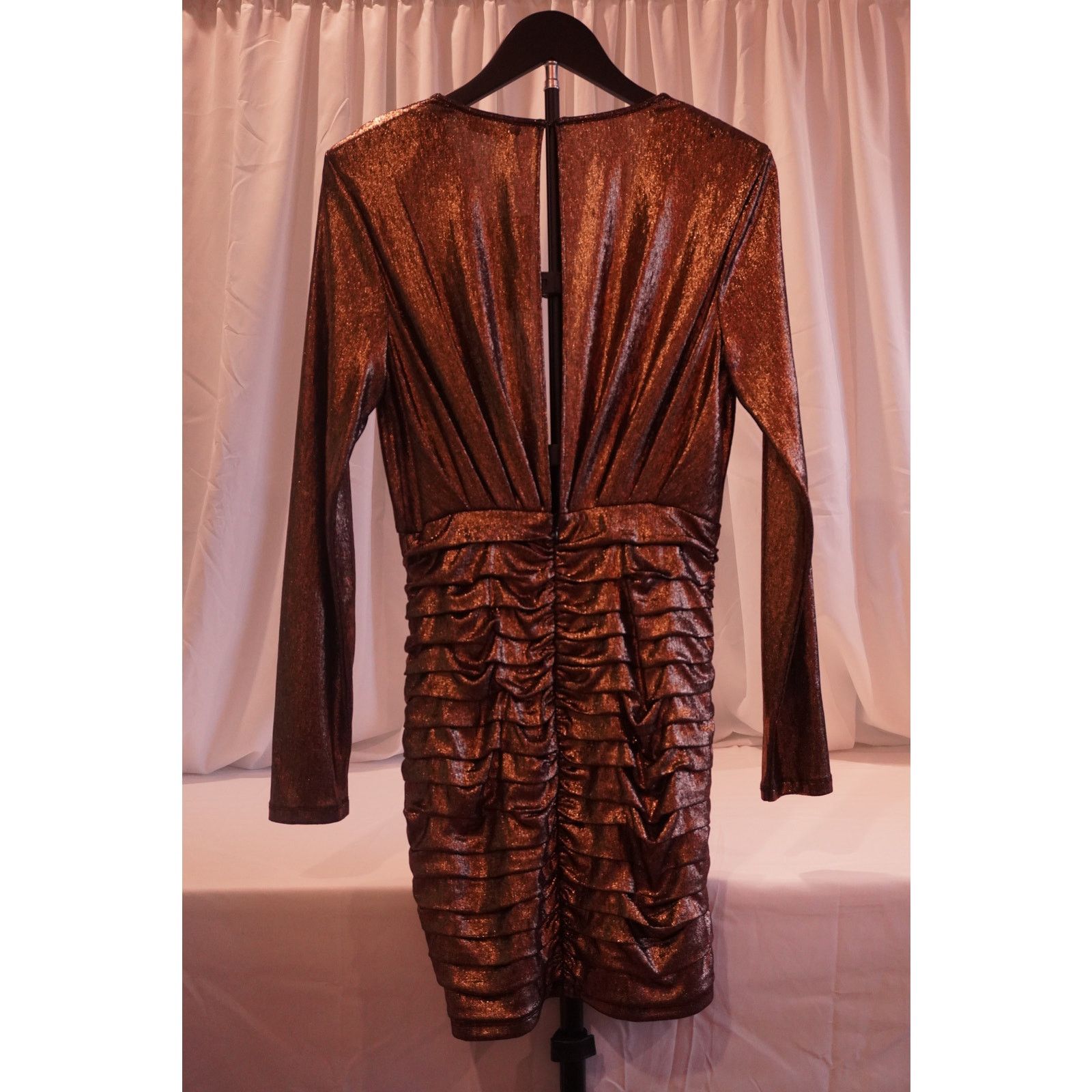 Ramy Brook Ramy Brook Willow Dress Bronze Metallic Ruched Long Sleeve Size M / US 6-8 / IT 42-44 - 2 Thumbnail