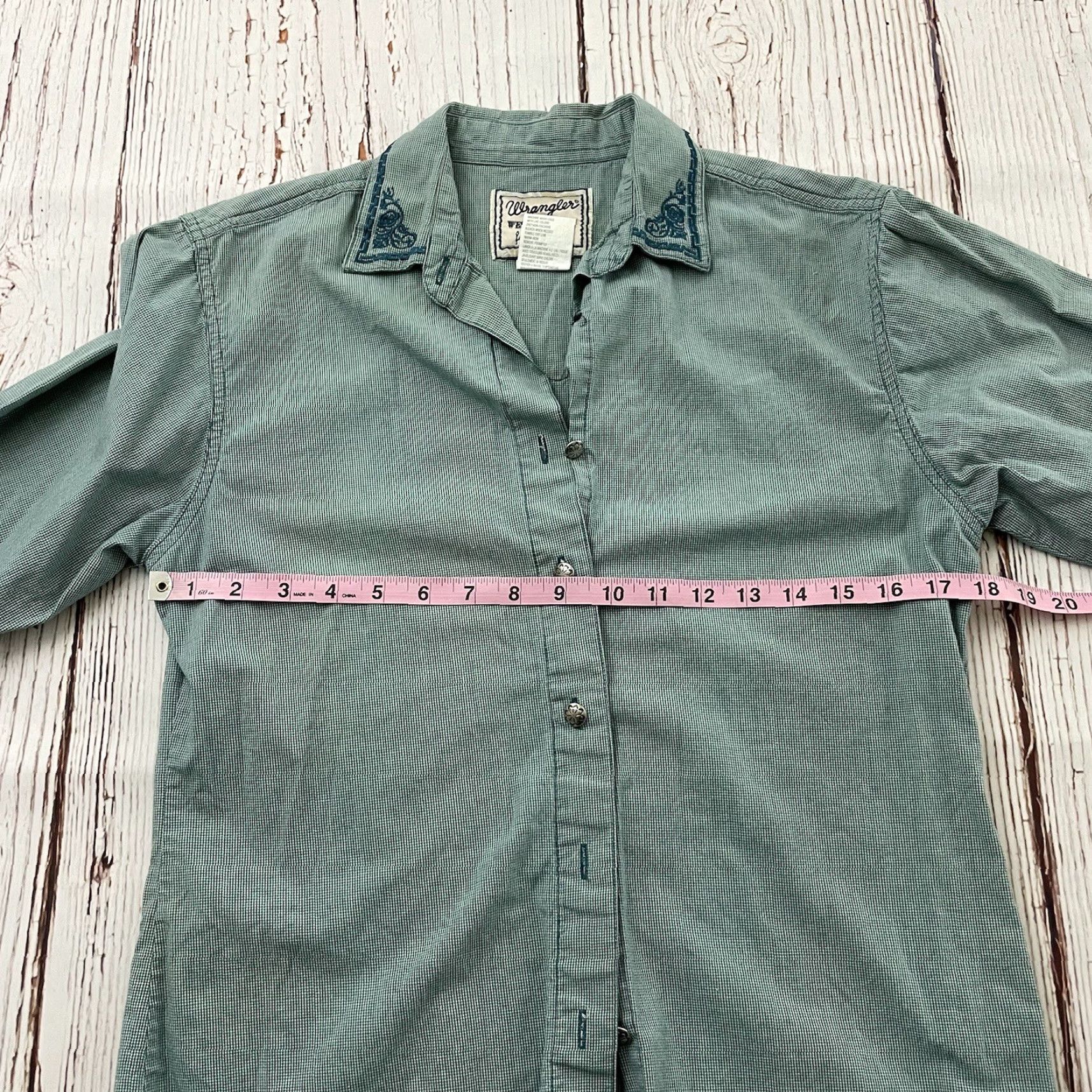 Wrangler Wrangler Western Long Sleeve Plaid Top Women S Green Shirt Size S / US 4 / IT 40 - 5 Thumbnail