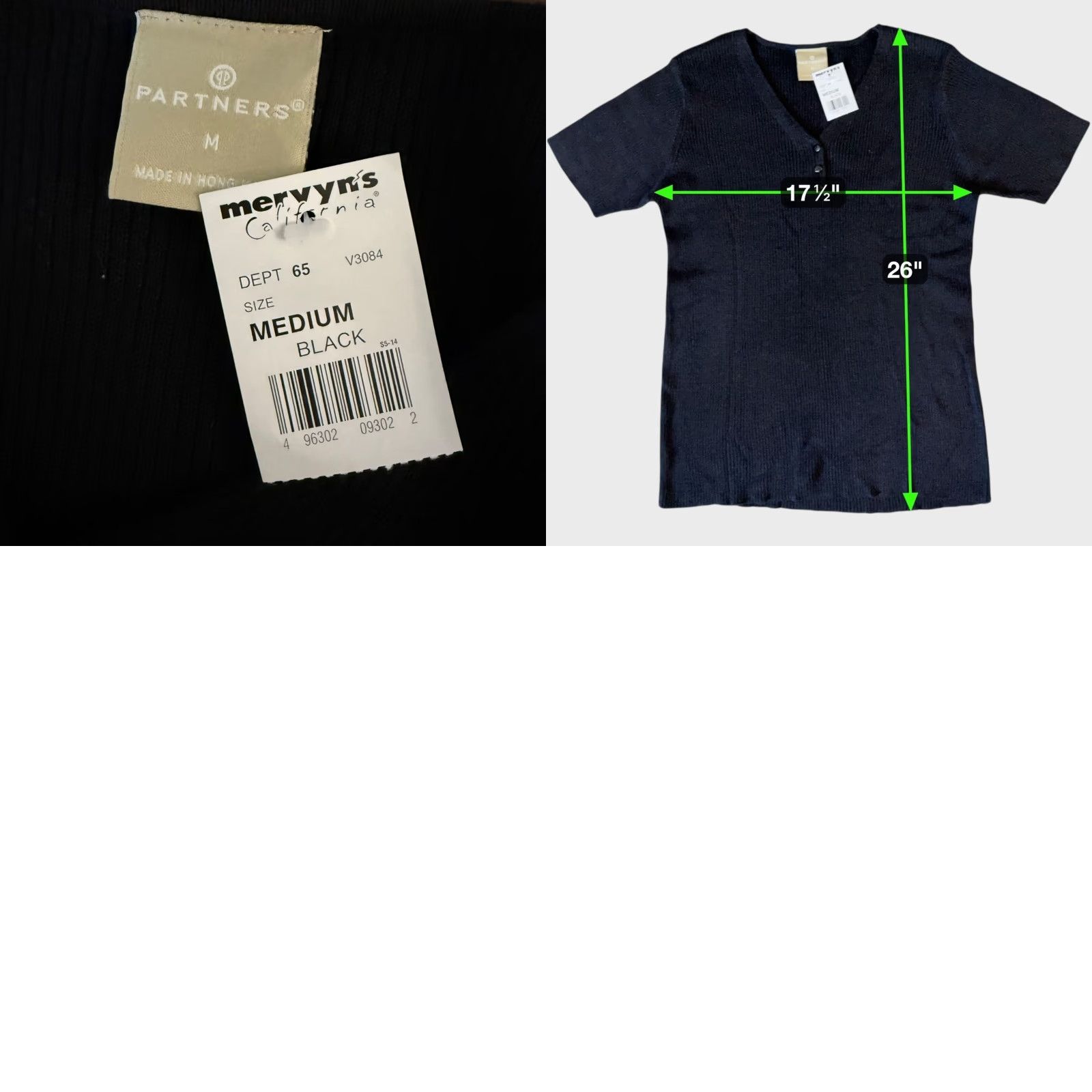 Vintage VINTAGE Mervyn's Partners Rib-Knit V-Neck Shirt Top Blouse Women M Black 55% Ramie 45% Cotton All-Season City Classic Vintage Brand Shirts Womens Size M / US 6-8 / IT 42-44 - 8 Thumbnail