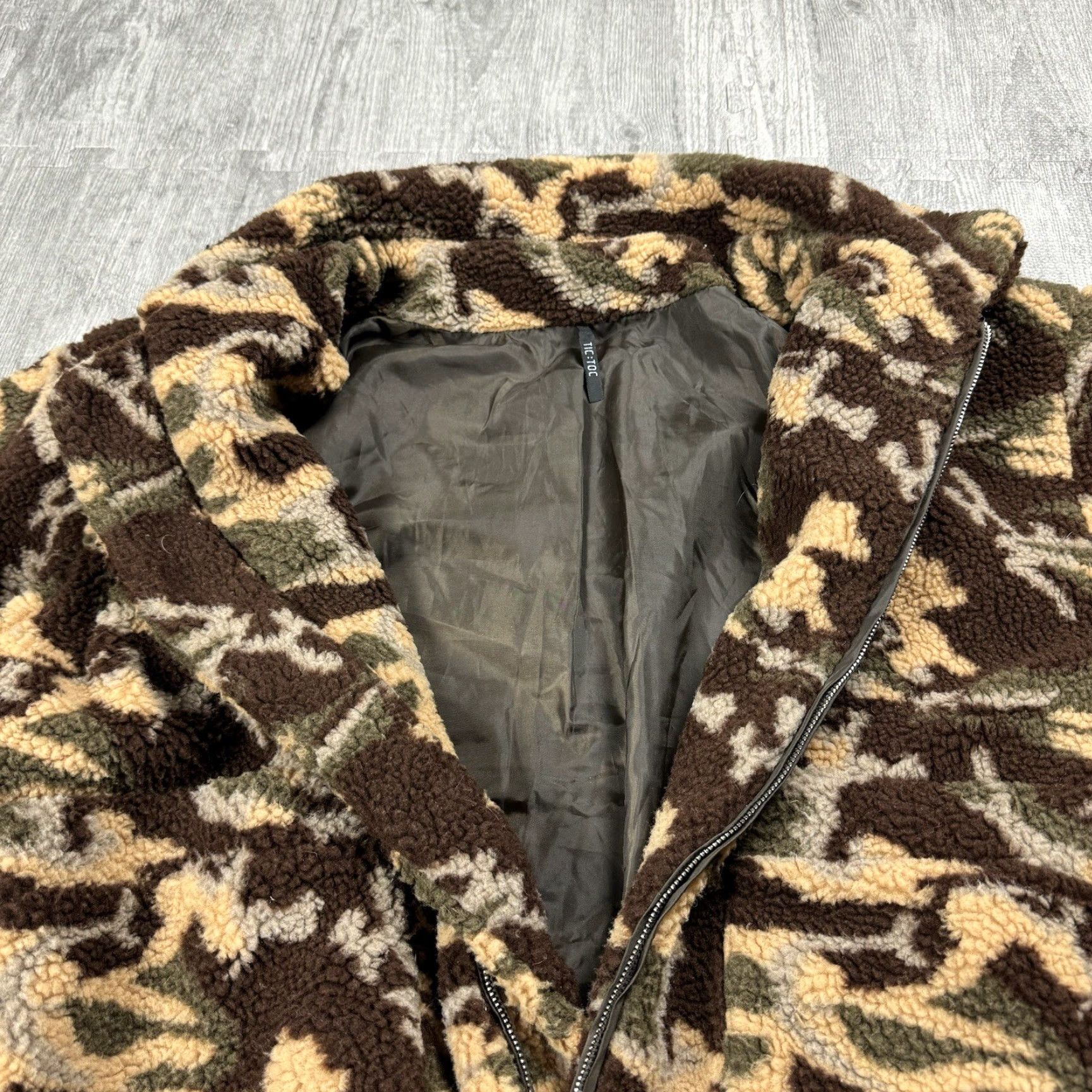Vintage TIC TOC CAMO Womens Small Fleece Crop Deep Pile Zip Mock Neck Designer Rare Size S / US 4 / IT 40 - 7 Thumbnail