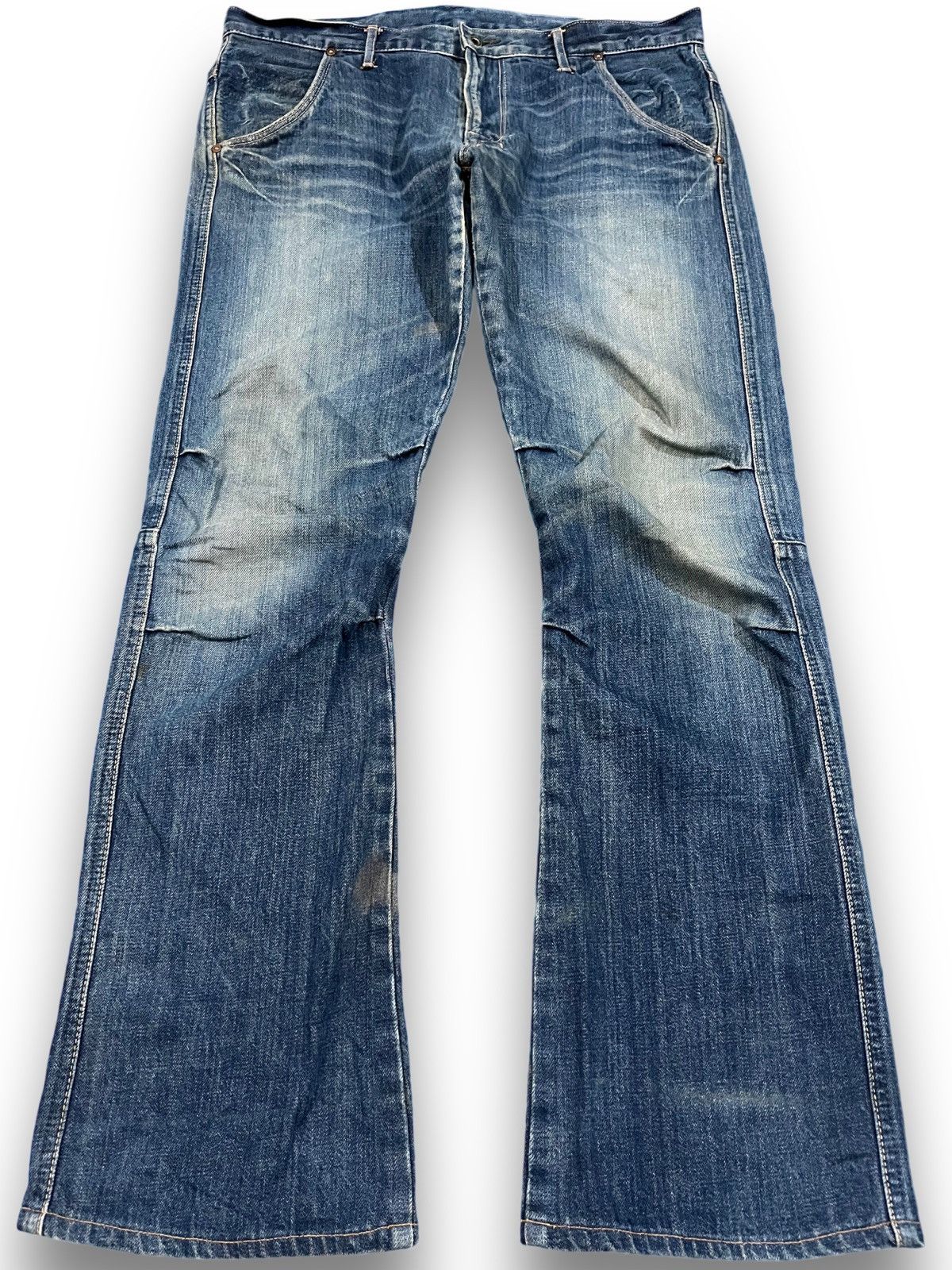 Japanese Brand Vintage Medio Quadro Twisted Leg Flare Denim Size US 35 - 1 Thumbnail