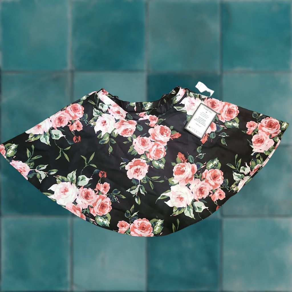 Vintage VINTAGE City Studio ROSE Black Rose Floral Party Skirt NWT - Size 13 Size 34" / US 12 / IT 48 - 1 Thumbnail