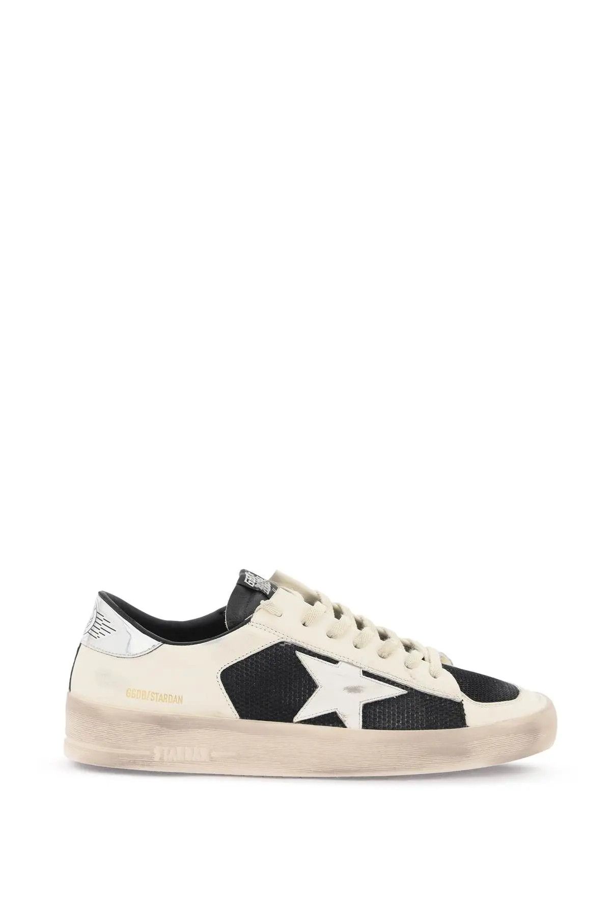 image of Golden Goose O1S22I1N0324 Mesh And Leather Stardan Sneakers Black White, Men's (Size 8)