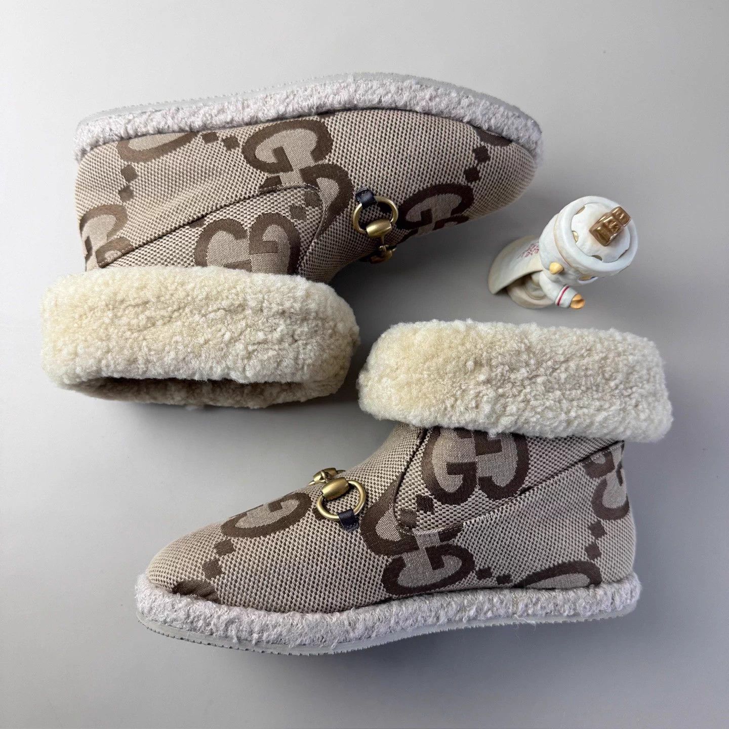 Gucci GUCCI Double G All Over Shearling Short Boots 99 New 35.5 Size US 4.5 / IT 34.5 - 5 Thumbnail