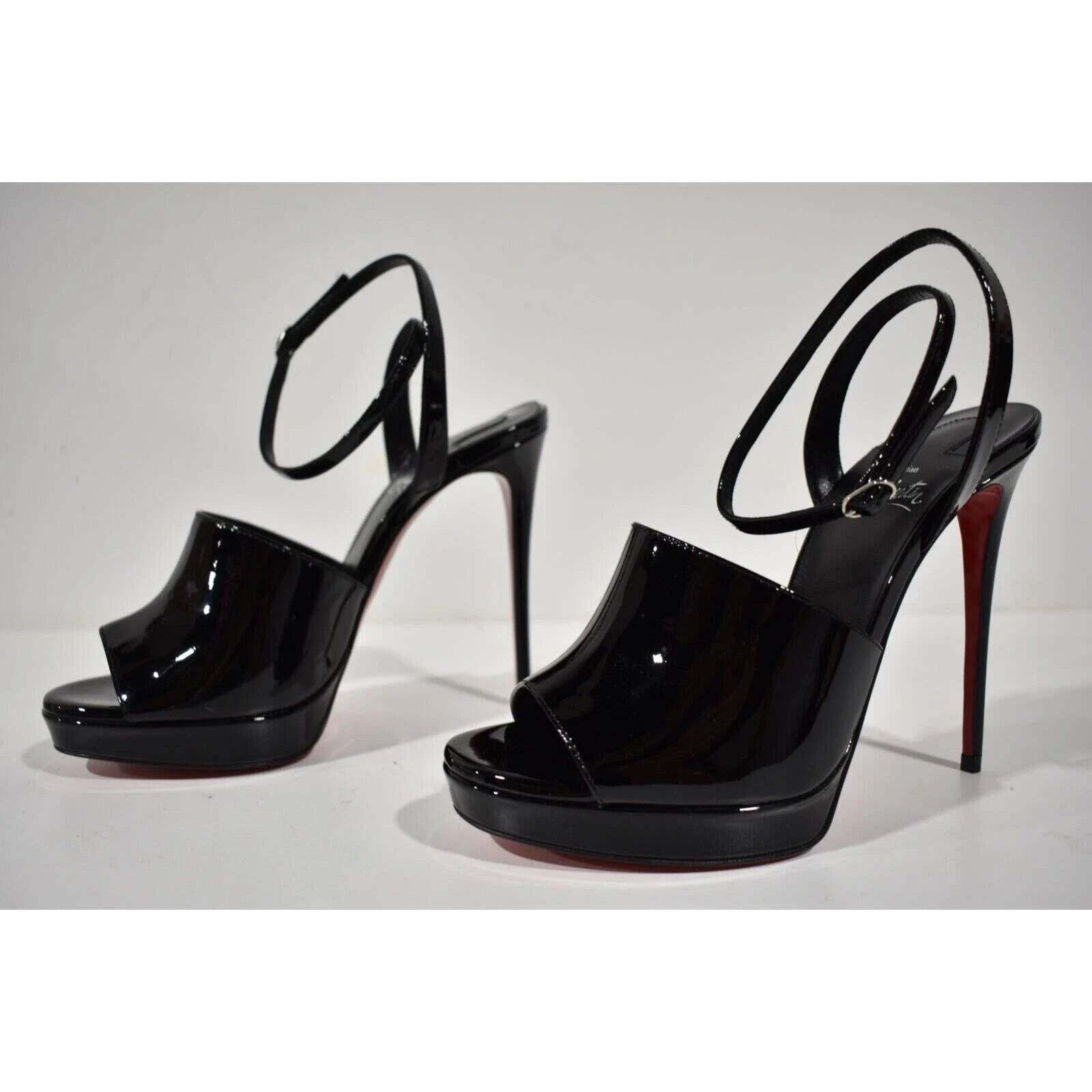 Christian Louboutin Miradona 120 Black Patent Ankle Strap Sandal Heel Pump 41 Size US 11 / IT 41 - 8 Thumbnail
