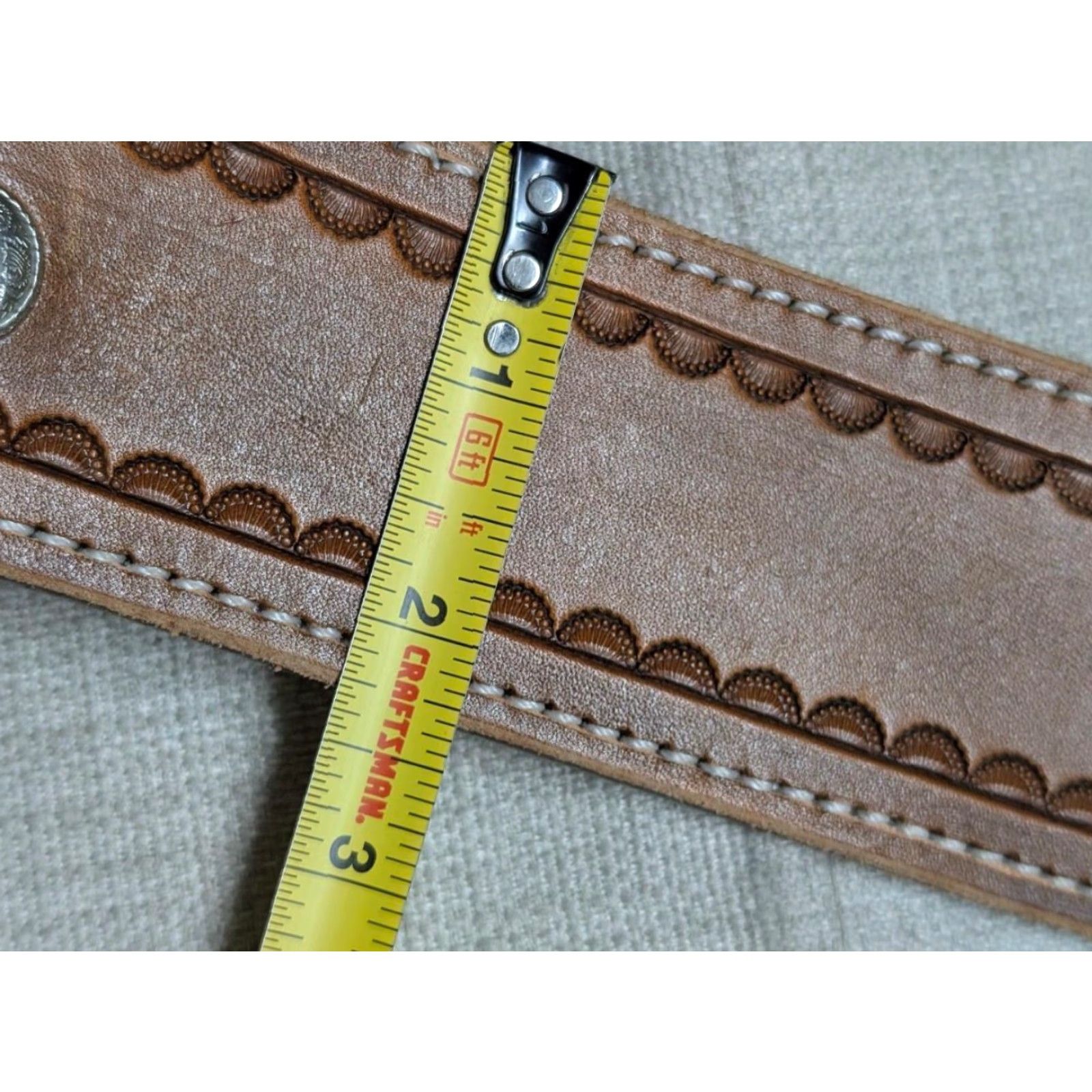 Vintage VINTAGE Doug Graves Handcrafted Western Belt 32 Brown Cowhide Leather Belt Mens Cartridge WestErn Size 32 - 7 Thumbnail