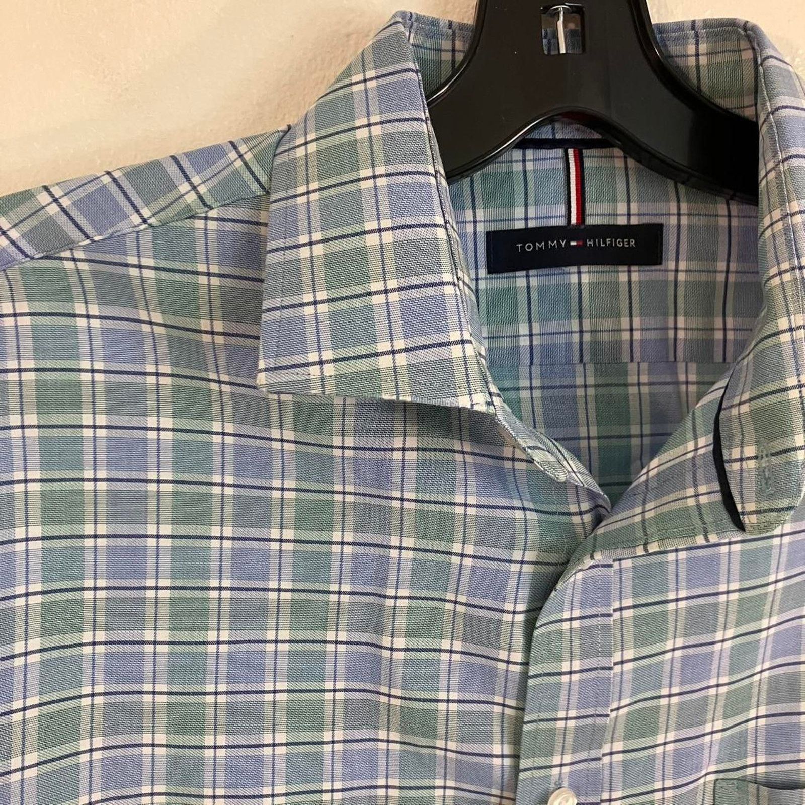 Tommy Hilfiger Tommy Hilfiger Blue Green Plaid Gingham Dress Shirt Size US L / EU 52-54 / 3 - 2 Thumbnail