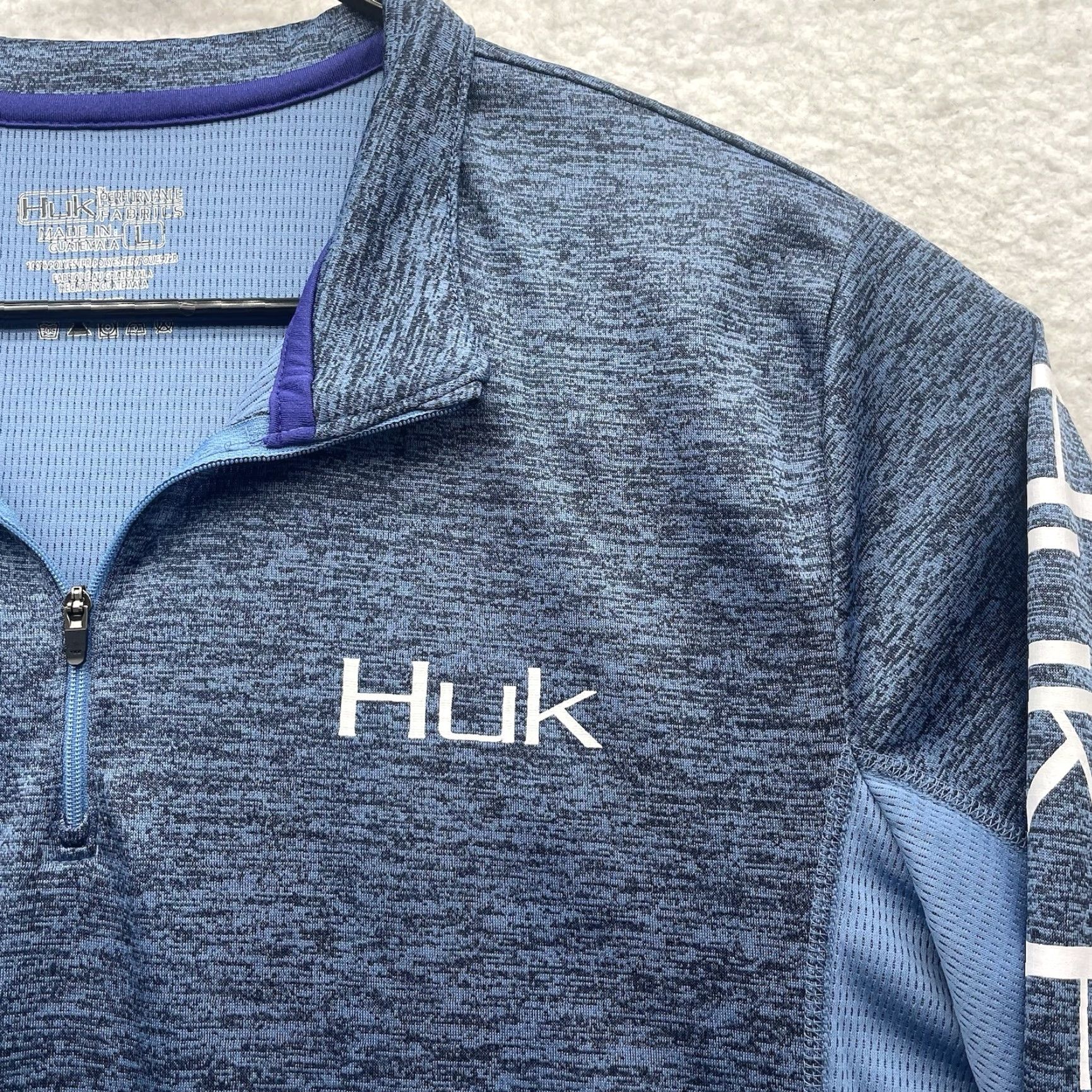 Vintage Huk Airweight Pullover Mens Large 1/4 Zip Blue Heather Tech Performance Fishing Shirt Size US L / EU 52-54 / 3 - 3 Thumbnail