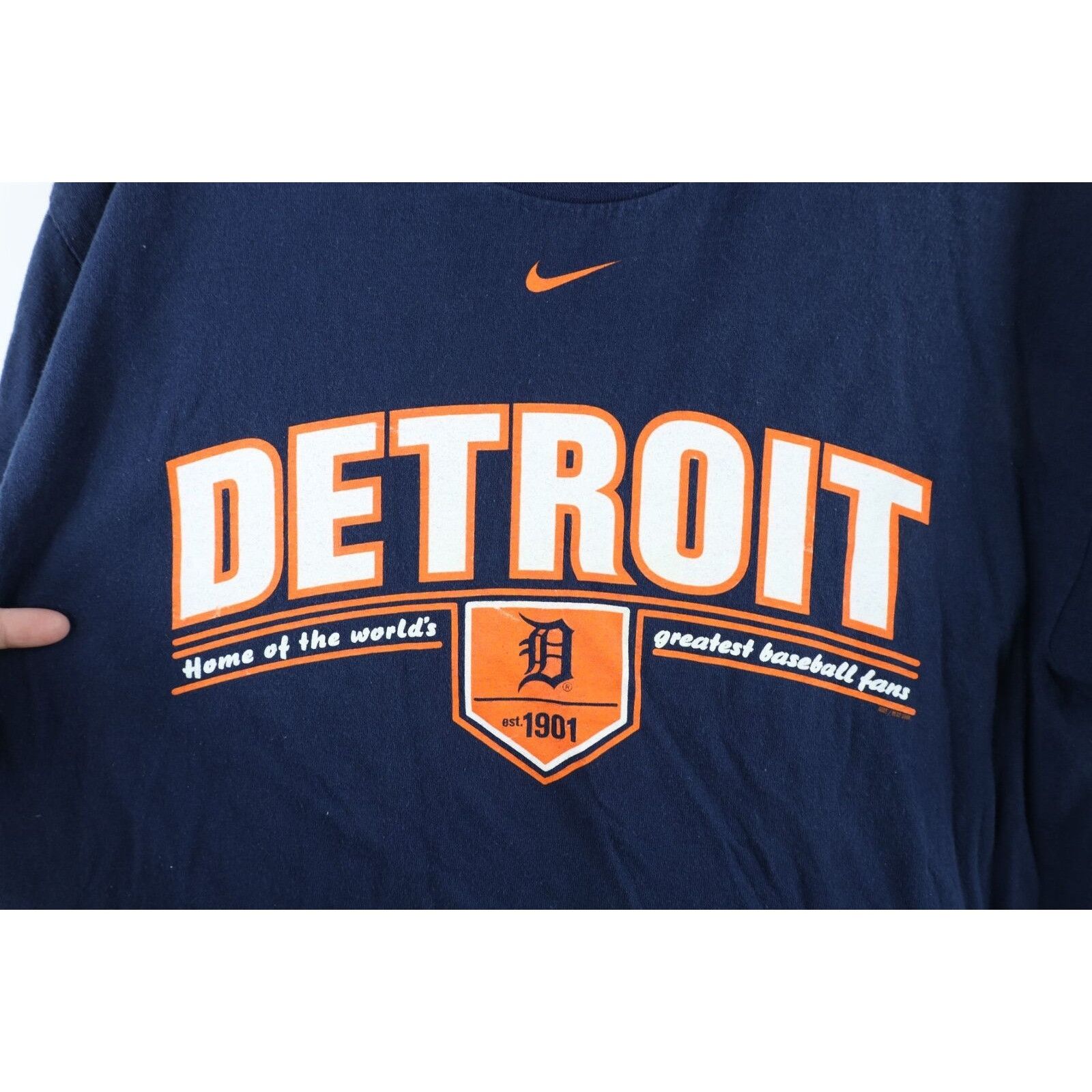 Nike × Vintage Vintage Nike Travis Scott Mini Swoosh Detroit Tigers T-Shirt Size US S / EU 44-46 / 1 - 4 Thumbnail