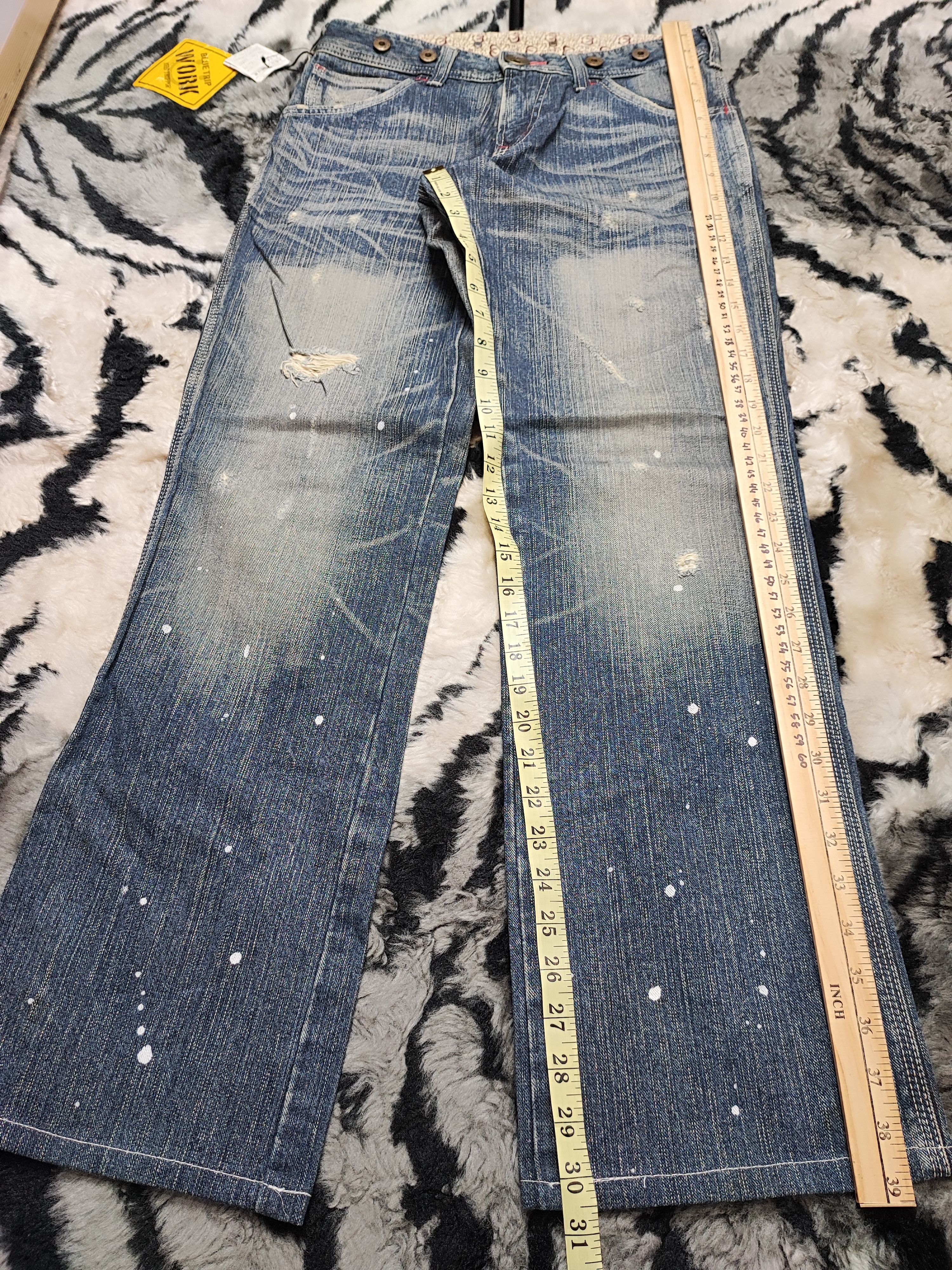 Edwin Deadstock Edwin 503 Blue Trip Work Paint Splatter Size US 29 - 5 Thumbnail