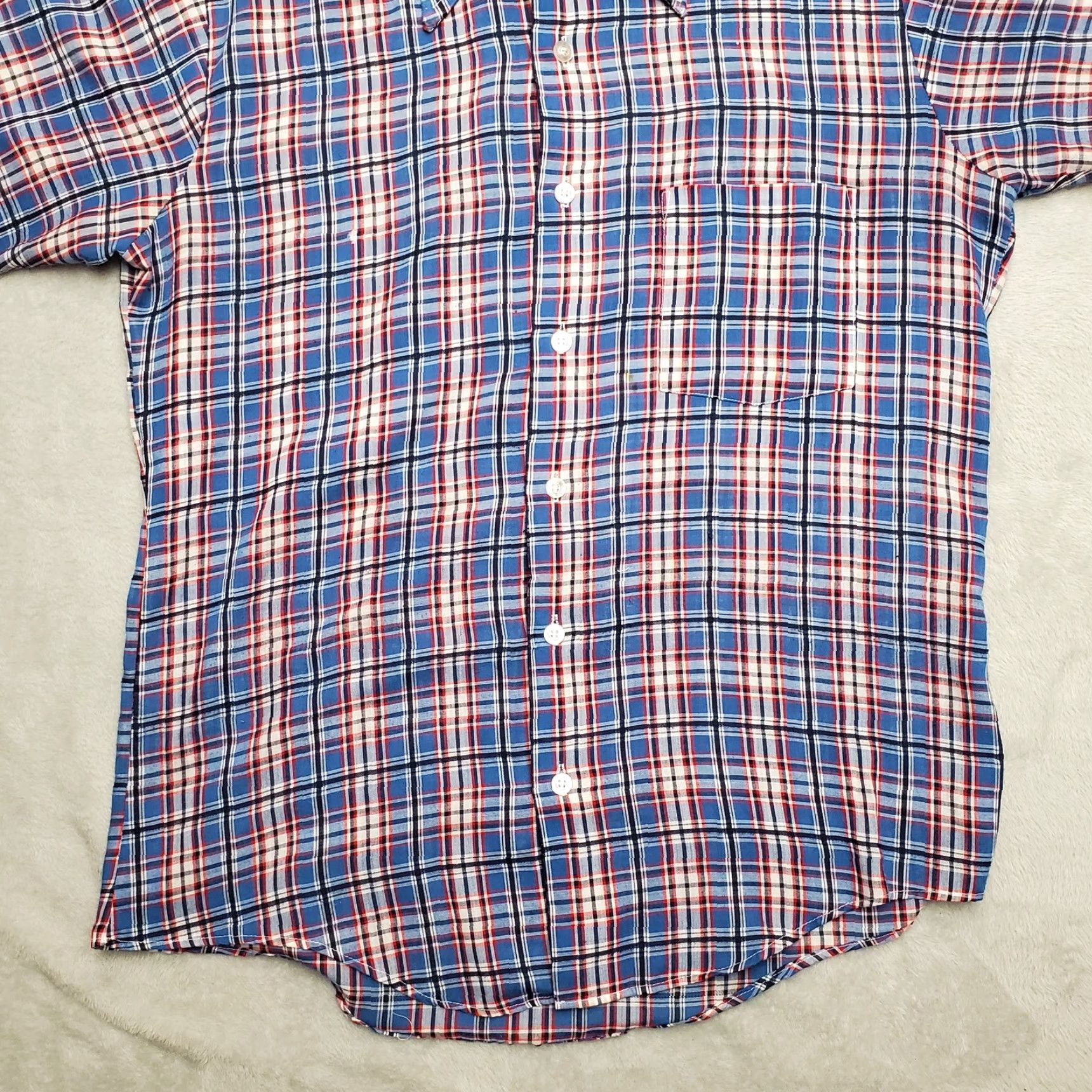 Vintage VINTAGE Towncraft Shirt Men M Blue Plaid Button Short Sleeve Casual JCPenney Weathered/Occasion Size US M / EU 48-50 / 2 - 3 Thumbnail